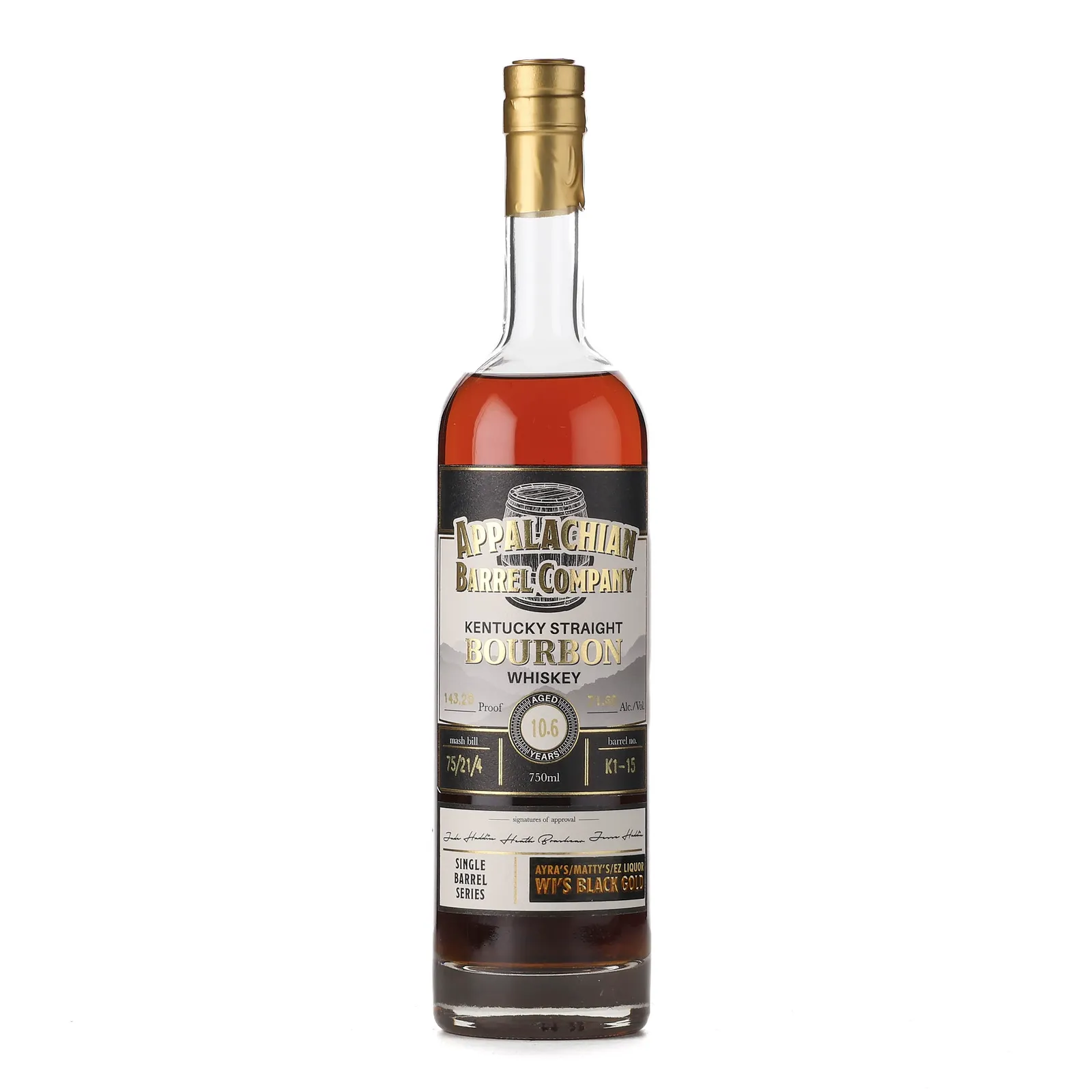 Appalachian Barrel Company 10 Year Old, Bourbon Cask, Cask #K1-15, HAZMAT, 71.6% whisky bottle