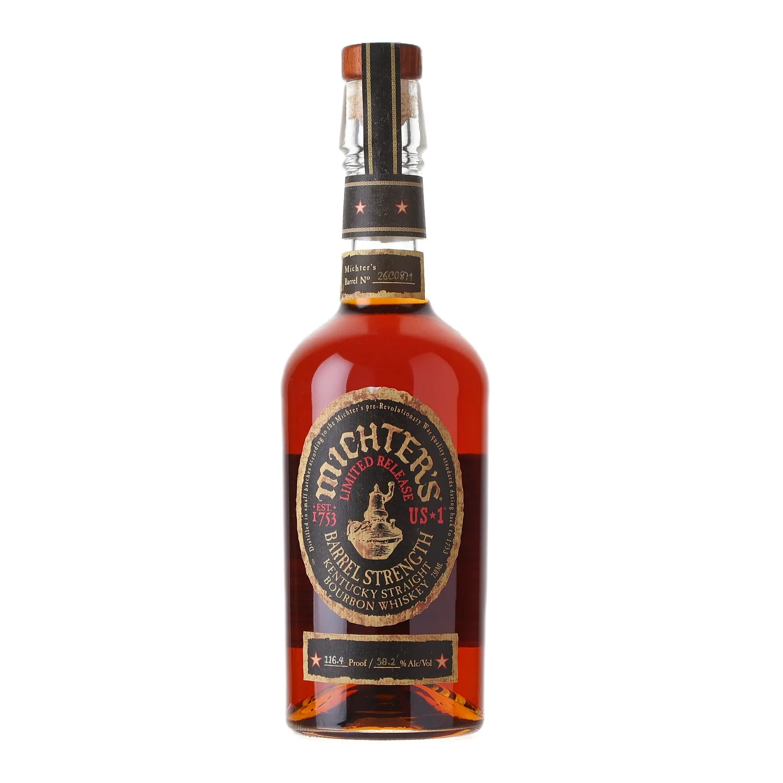 Michter's US*1 Barrel Strength Bourbon, New Charred American Oak Cask, Cask #26C0871, 2026, 58.2% whisky bottle