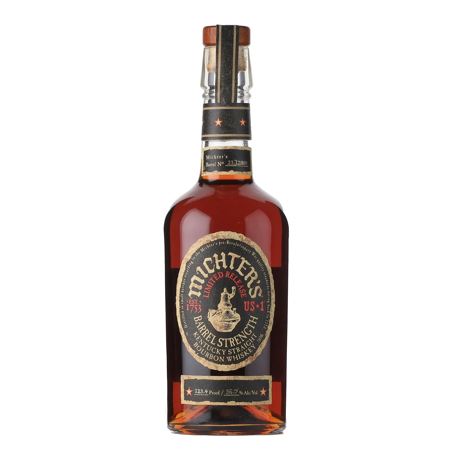Michter's US★1 Barrel Strength Bourbon, Cask #21J2884, 2021, 56.7% whisky bottle