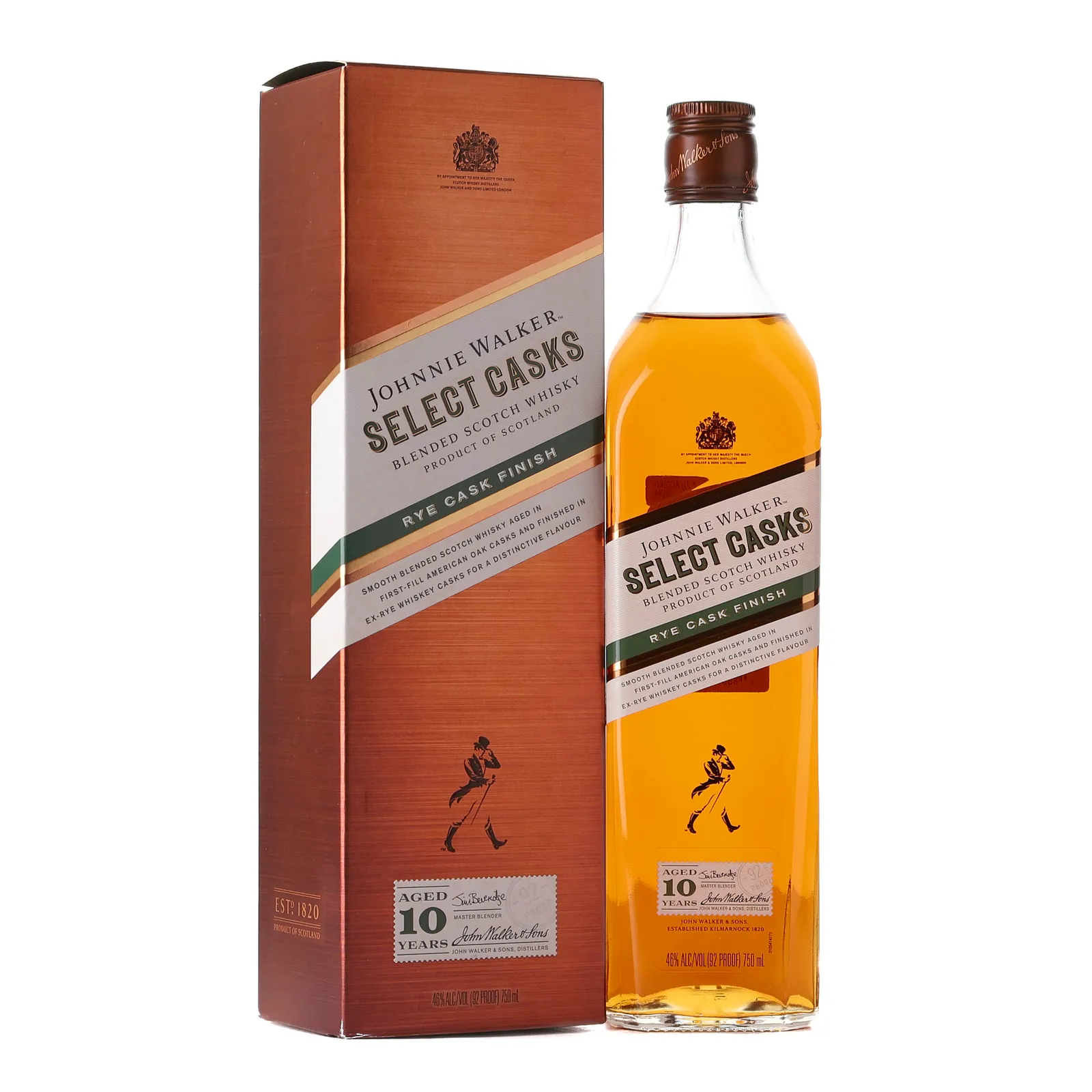 Johnnie Walker Select Cask Rye Cask Finish 10 Year Old, American oak & Rye Cask, 2015, 46%, 75cl whisky bottle