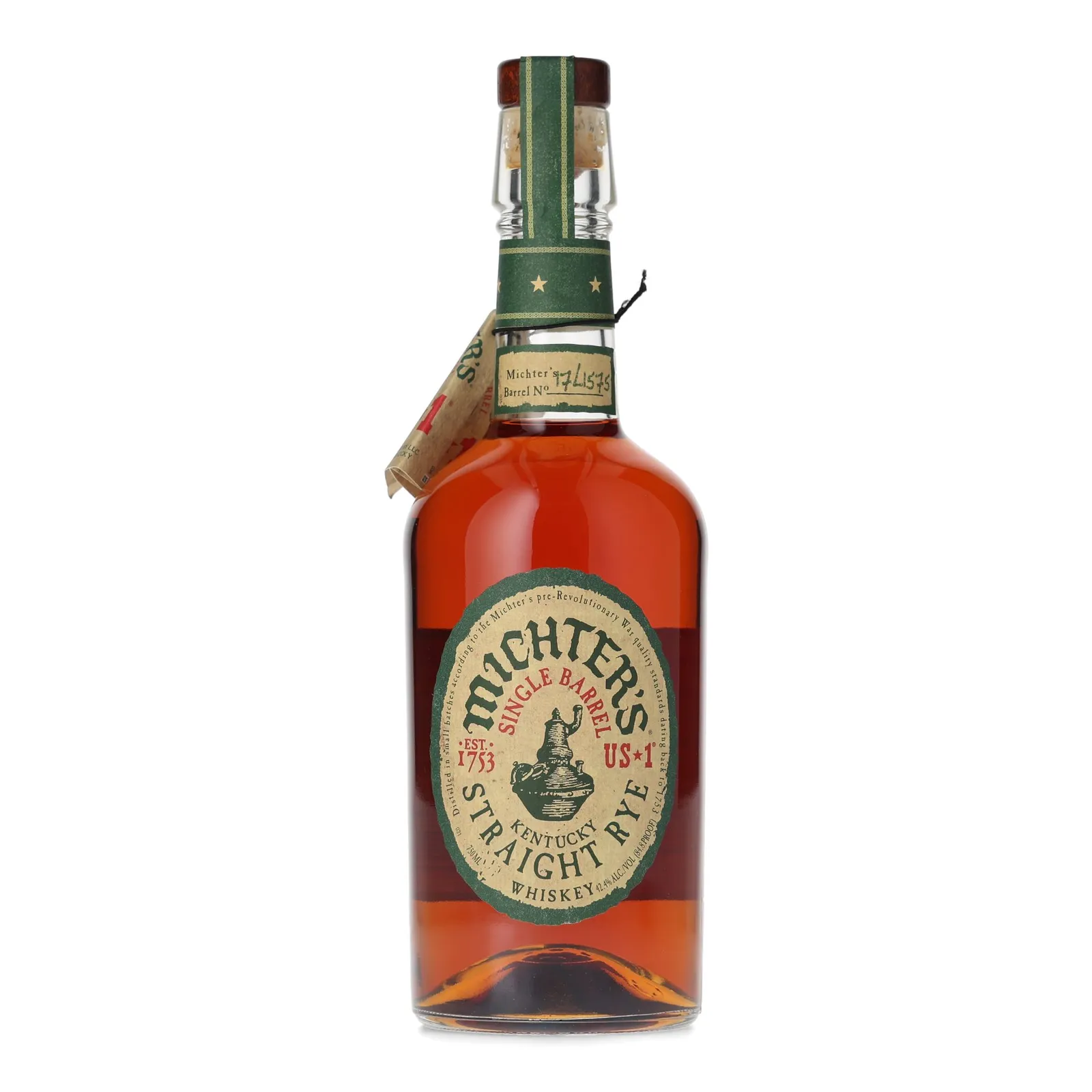 Michter's US*1 Single Barrel Kentucky Straight Rye, Cask #17L1575, 2017, 42.4% whisky bottle