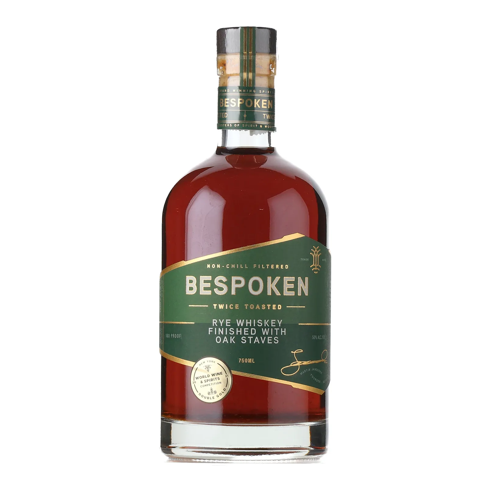 Bespoken Twice Toasted Rye Whiskey, Oak Cask, 50% whisky bottle
