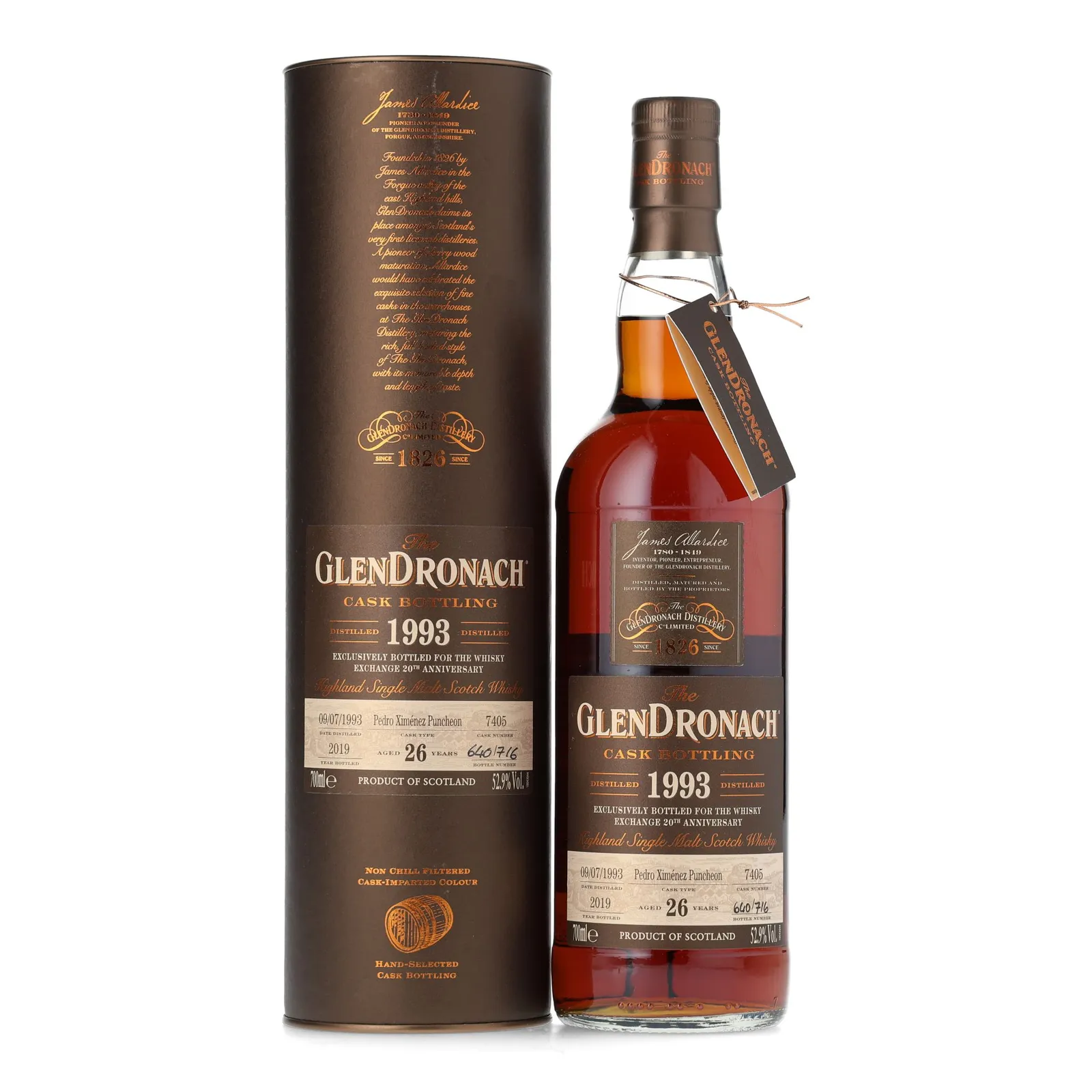 Glendronach 26 Year Old, Pedro Ximenez Puncheon Cask, Cask #7405, 2019, 52.9% whisky bottle
