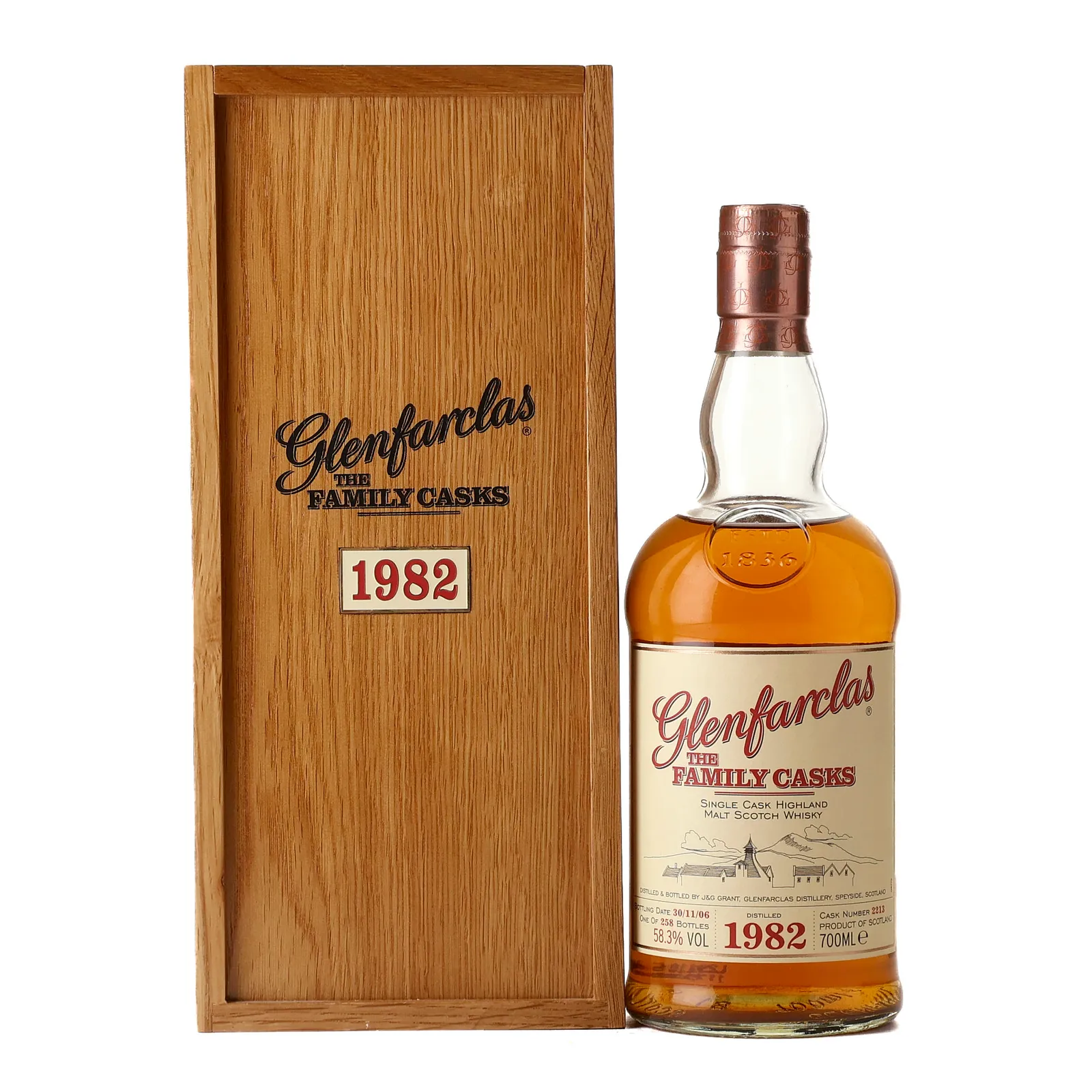Glenfarclas Family Cask 24 Year Old, Sherry Cask, Cask #2213, 2006, 58.3% whisky bottle