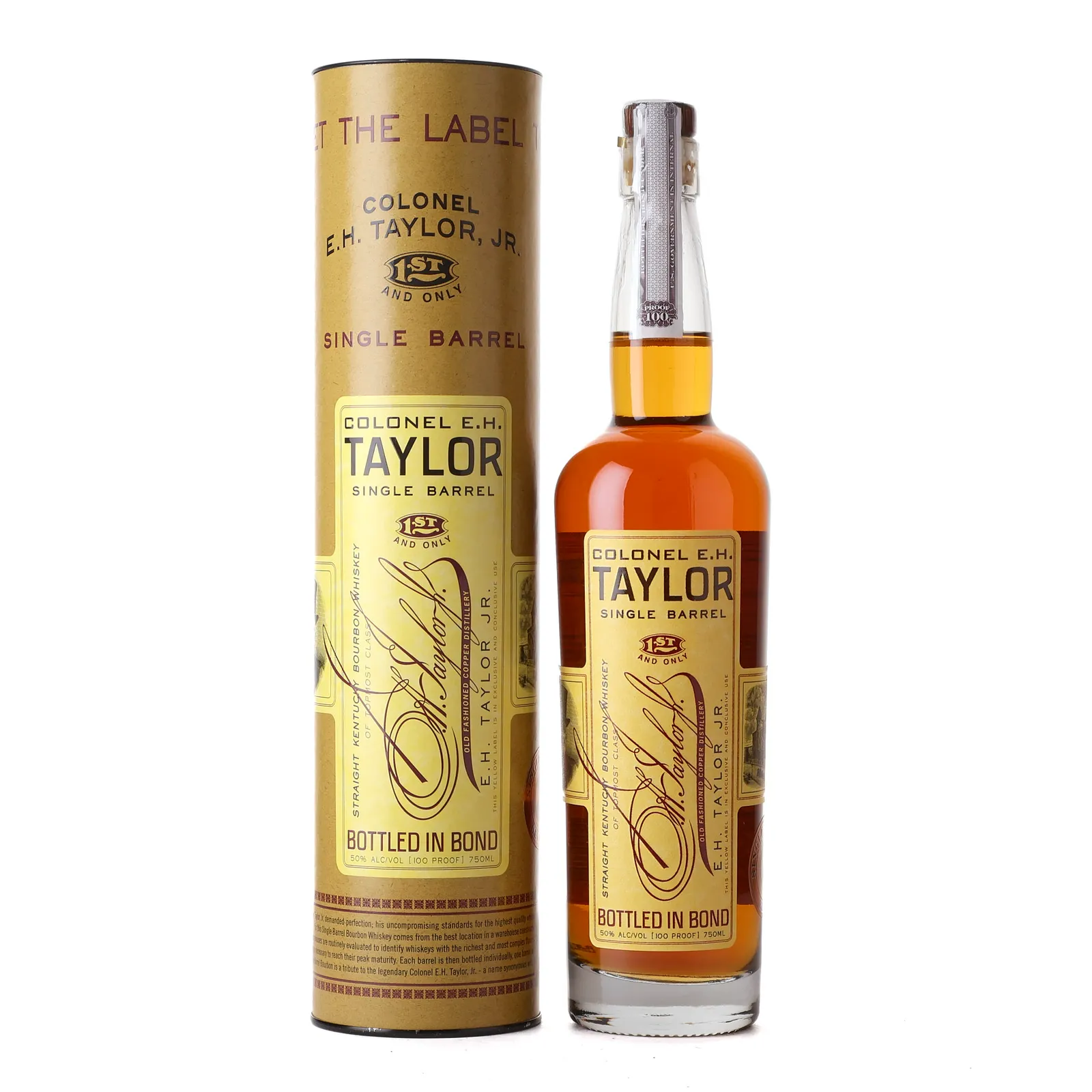 Colonel E.H. Taylor Single Barrel Bourbon, New Charred American Oak Cask, Cask #043, 50% whisky bottle
