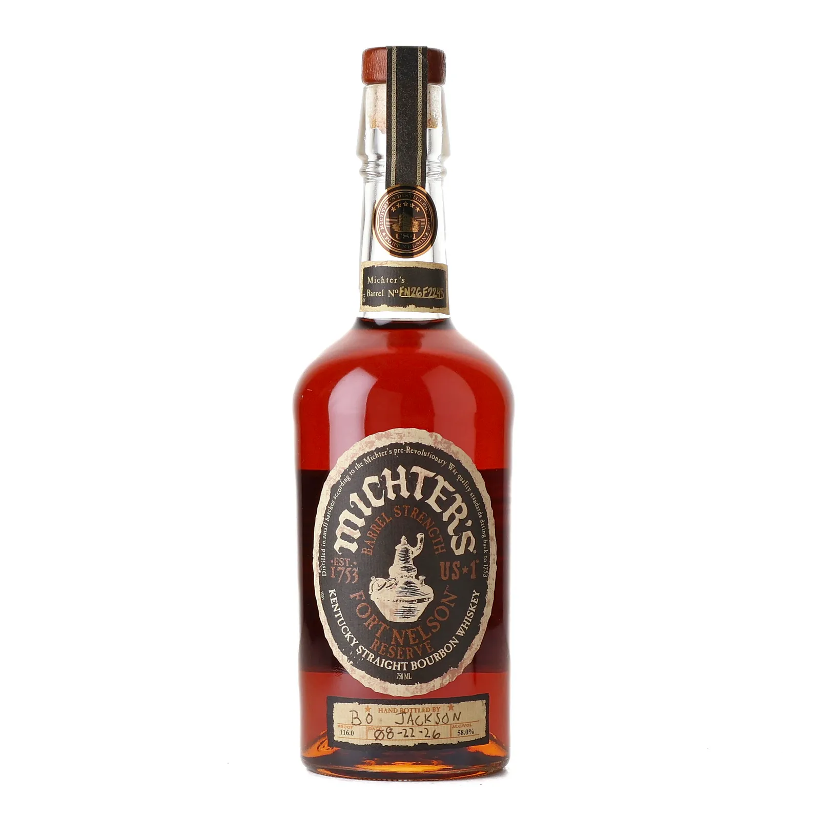 Michter's Fort Nelson Reserve Barrel Strength Bourbon, Cask #FN26F2245, 2026, 58% whisky bottle