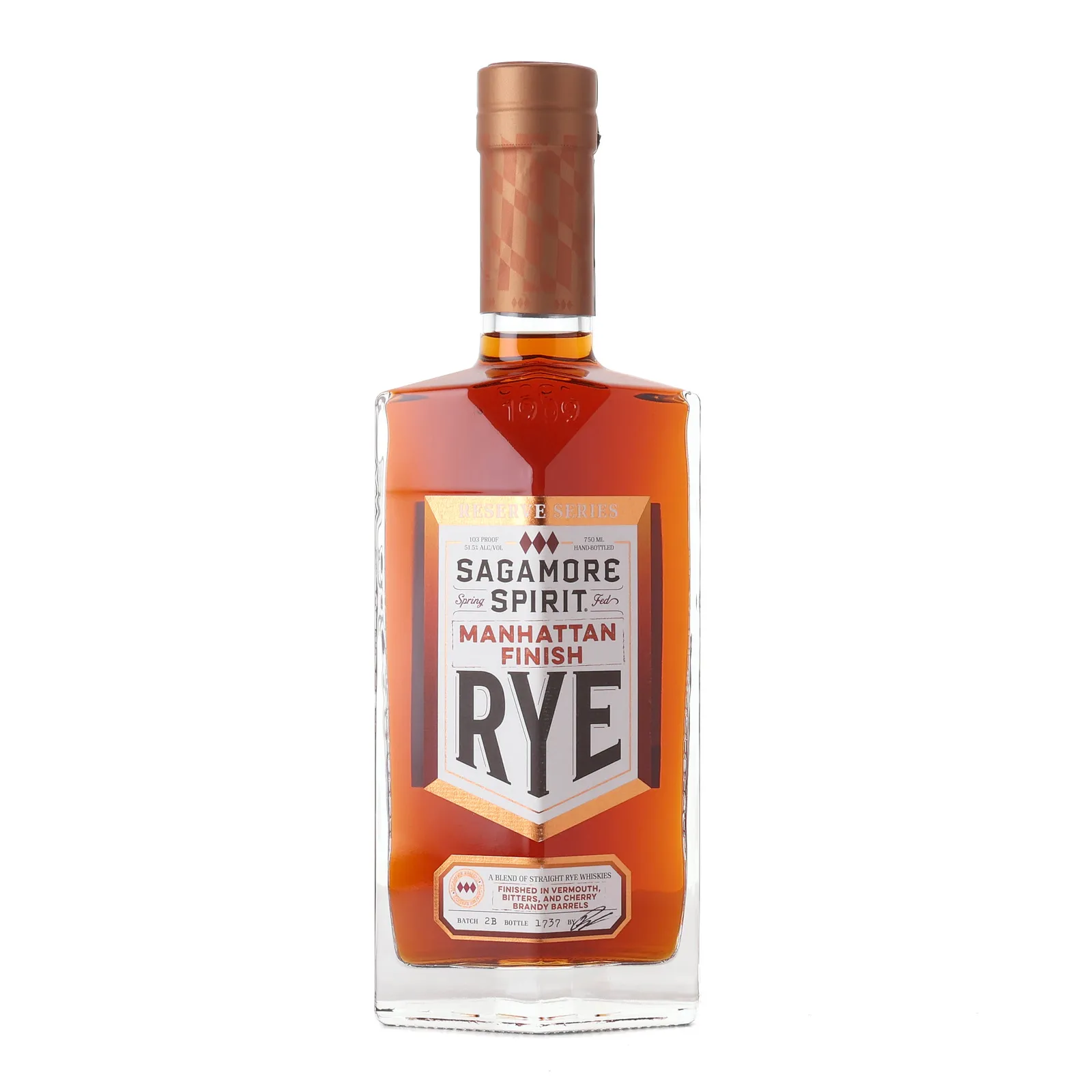 Sagamore Spirit Reserve Series Manhattan Finish Rye 4 Year Old, New American Oak, Vermouth, Bitters & Cherry Brandy Cask, Batch No. 2B, 51.5% whisky bottle