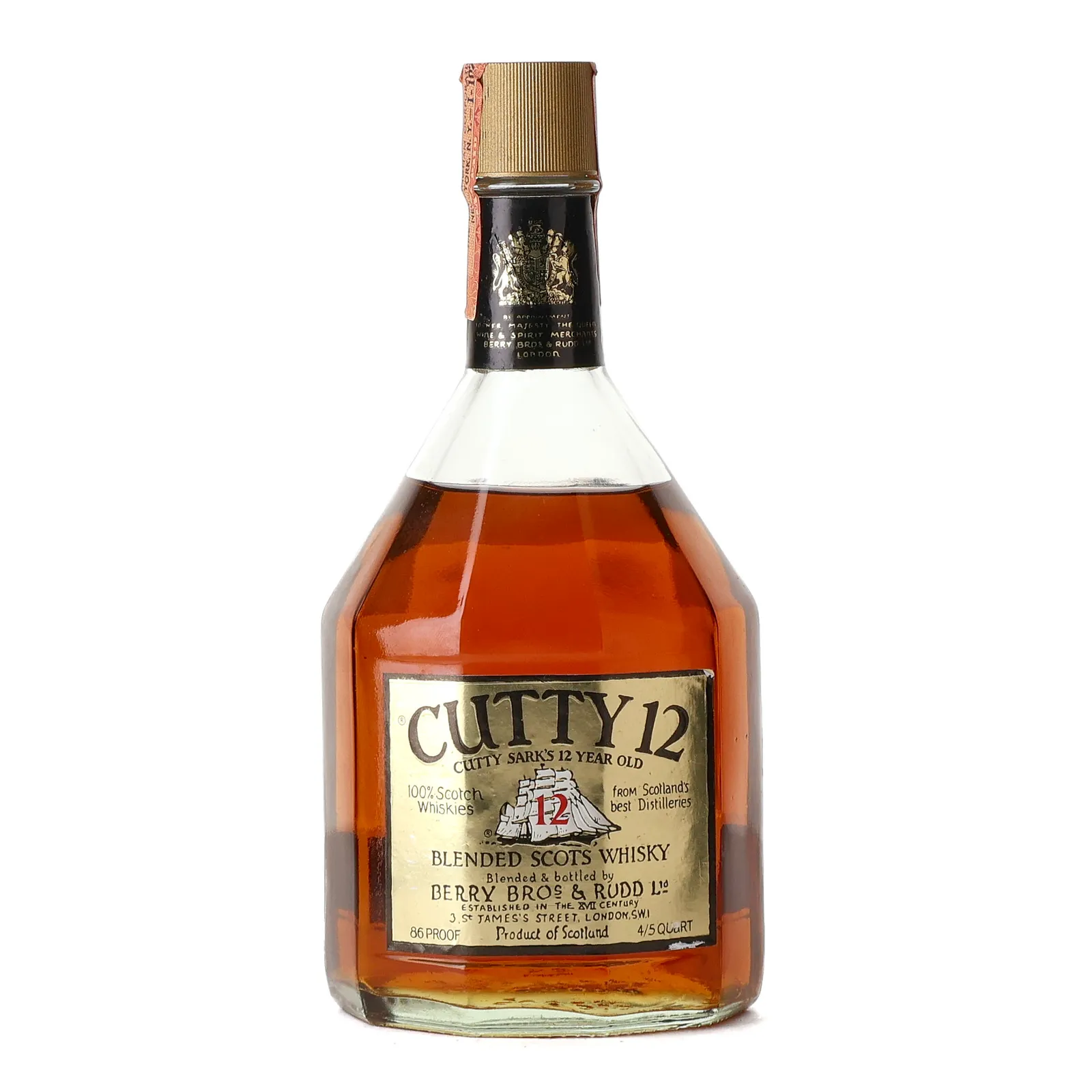 Cutty Sark 12 Year Old, 43% whisky bottle