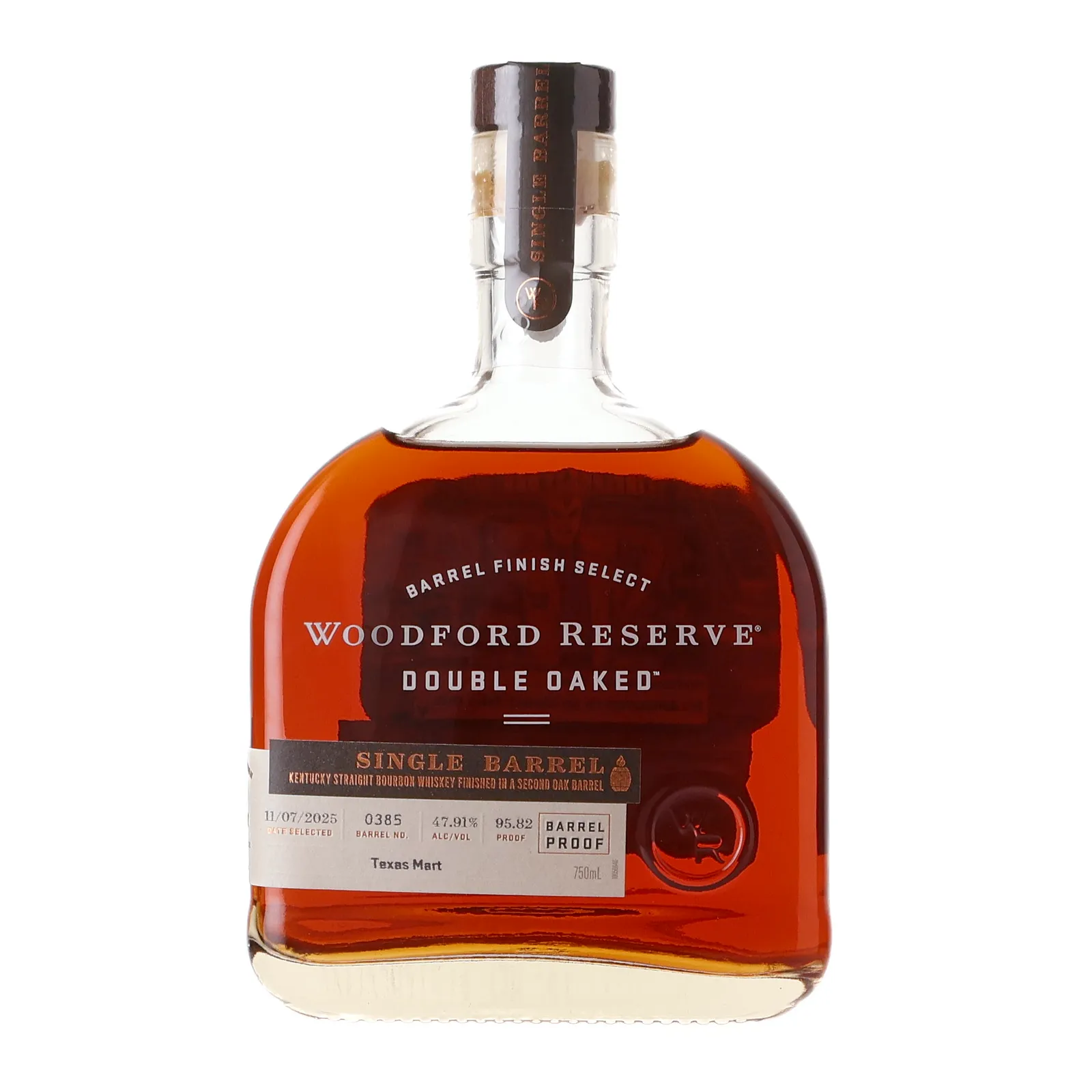 Woodford Reserve Double Oaked Barrel Proof, Cask #0385, 2025, 47.9% whisky bottle