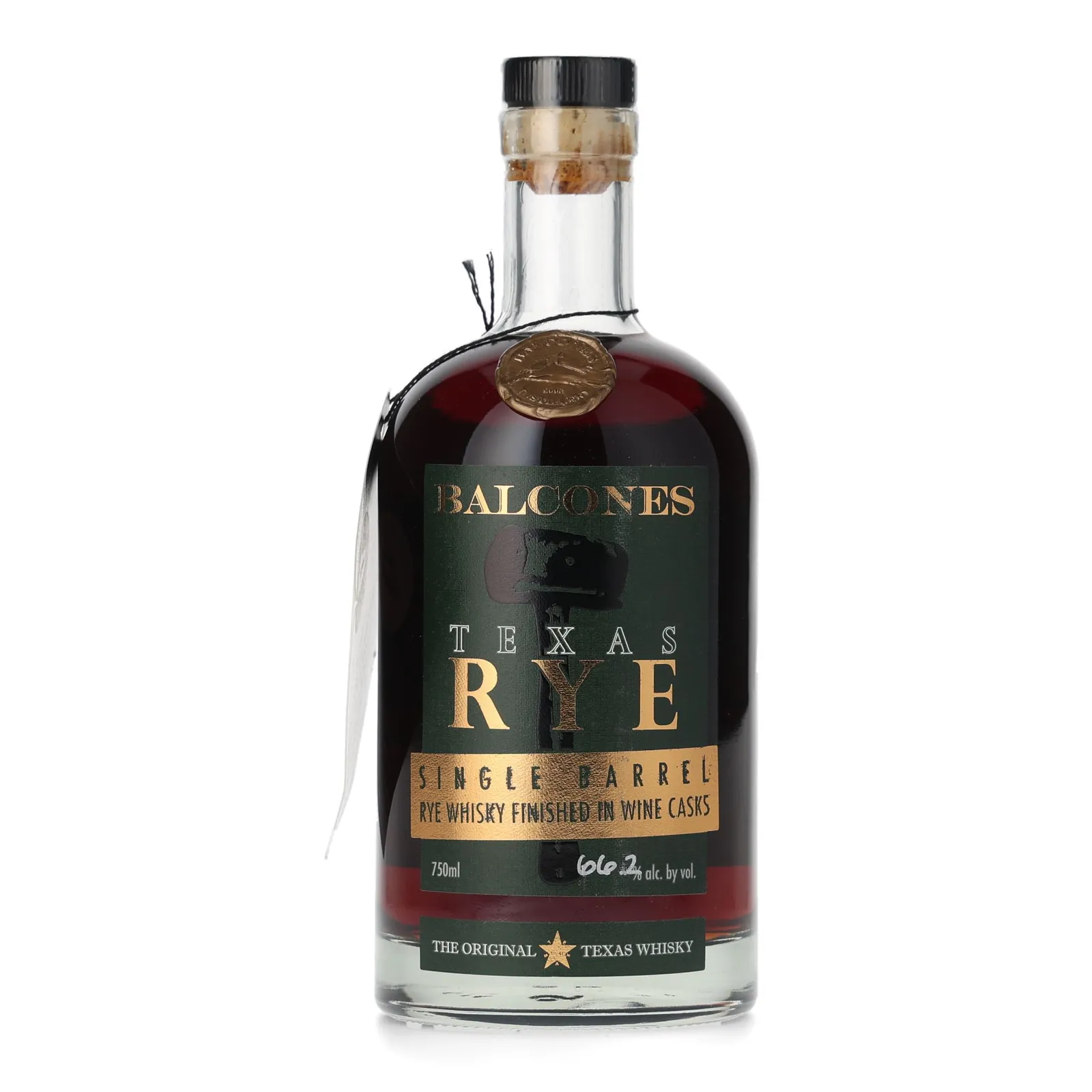 Balcones Texas Rye Single Barrel Finished in Wine Cask, Wine Cask, Cask #21864, 66.2% whisky bottle