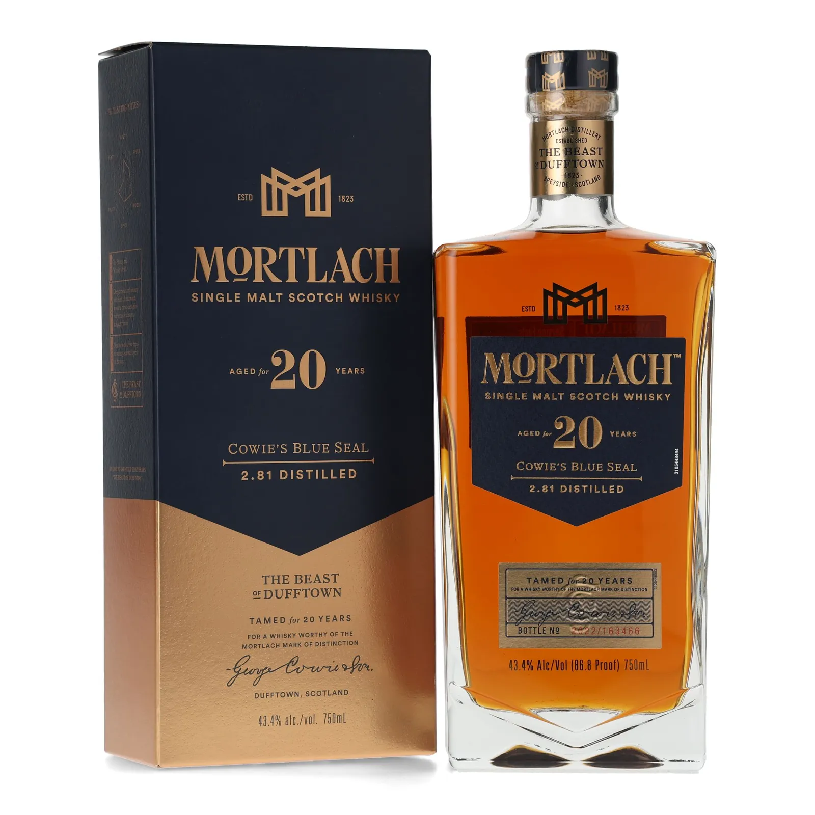 Mortlach Cowie's Blue Seal 20 Year Old, Sherry Cask, 43.4% whisky bottle