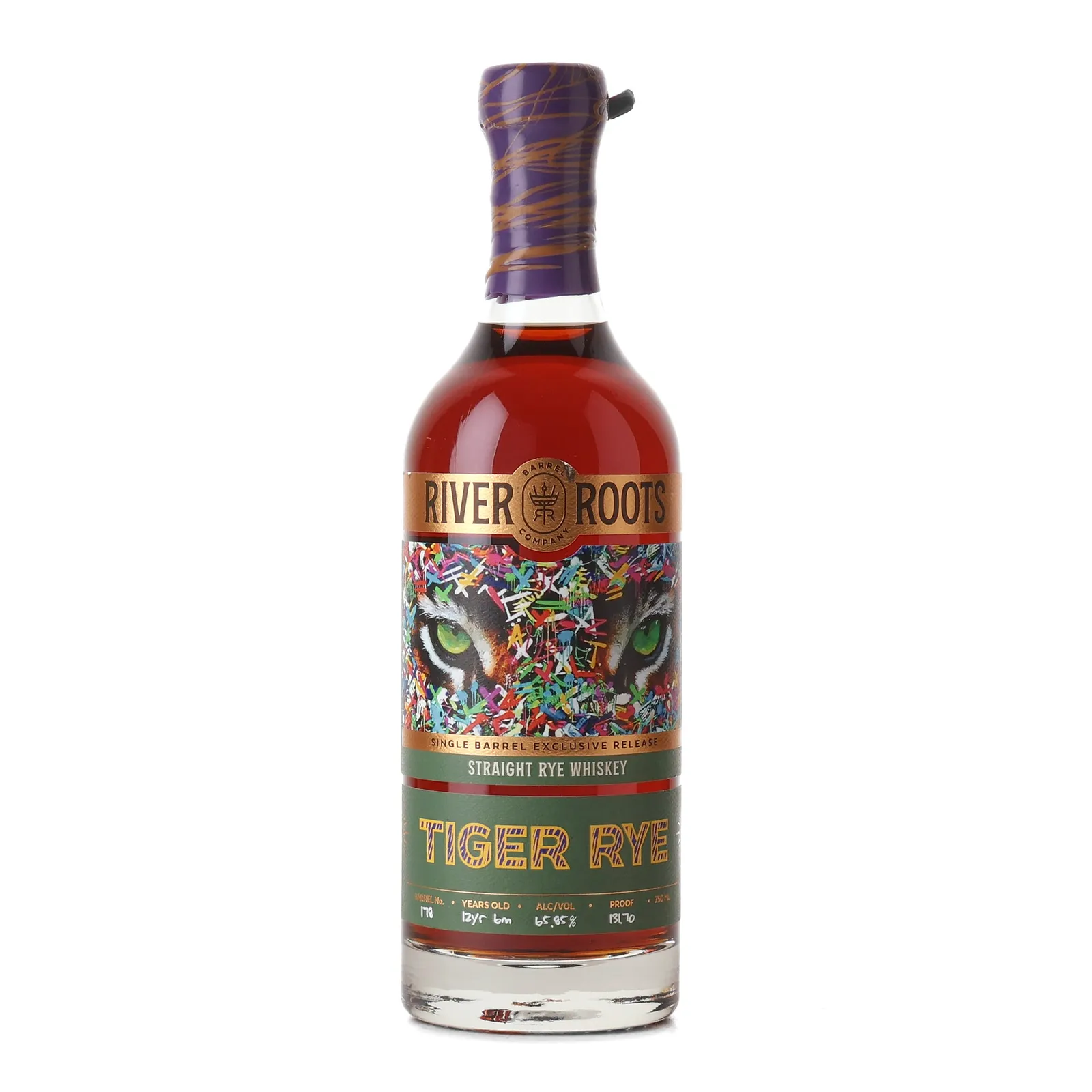 River Roots Tiger Rye 12 Year Old, Cask #178, River Roots Barrel Company, 65.85% whisky bottle