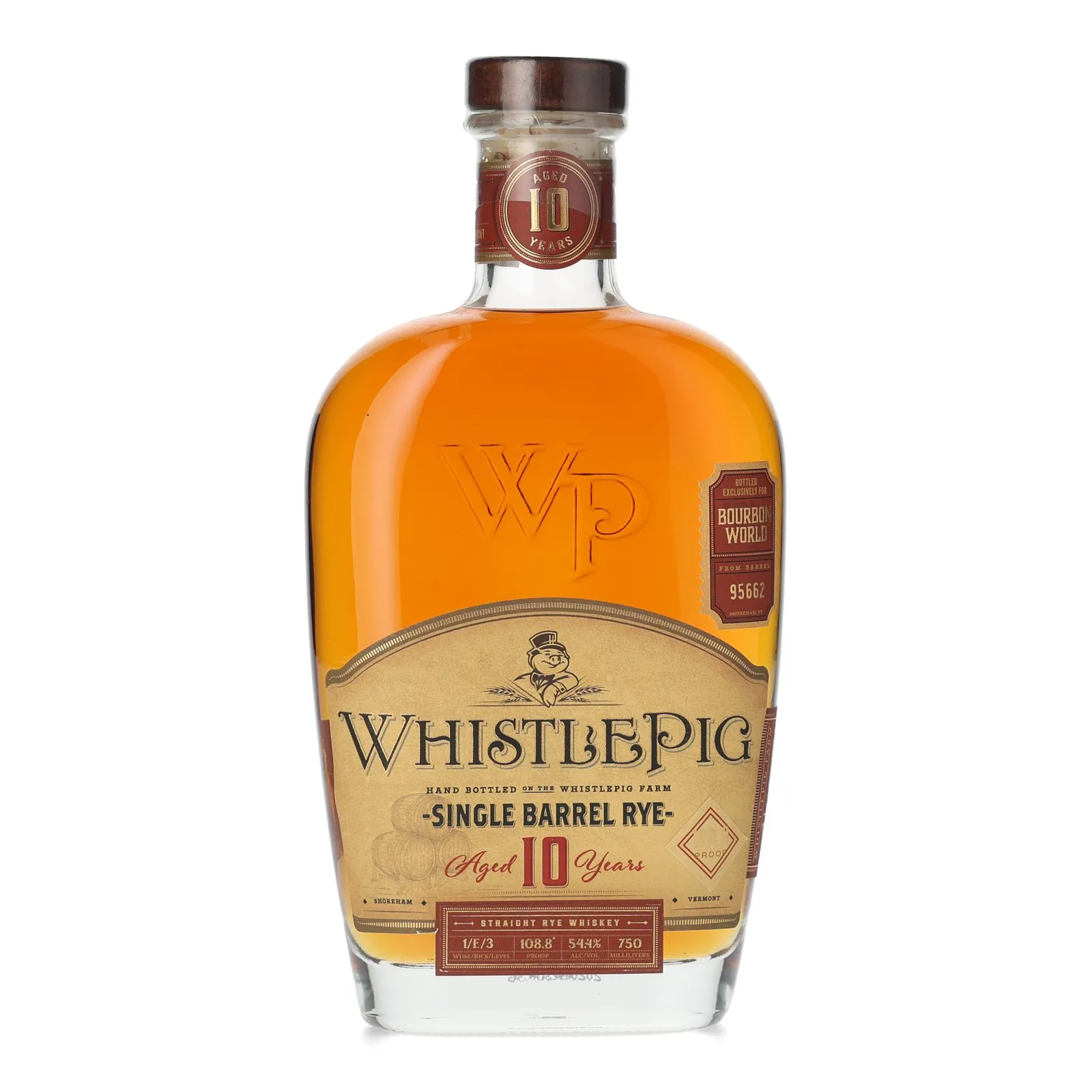 WhistlePig Bourbon World Private Barrel Selection 10 Year Old, 54.4% whisky bottle