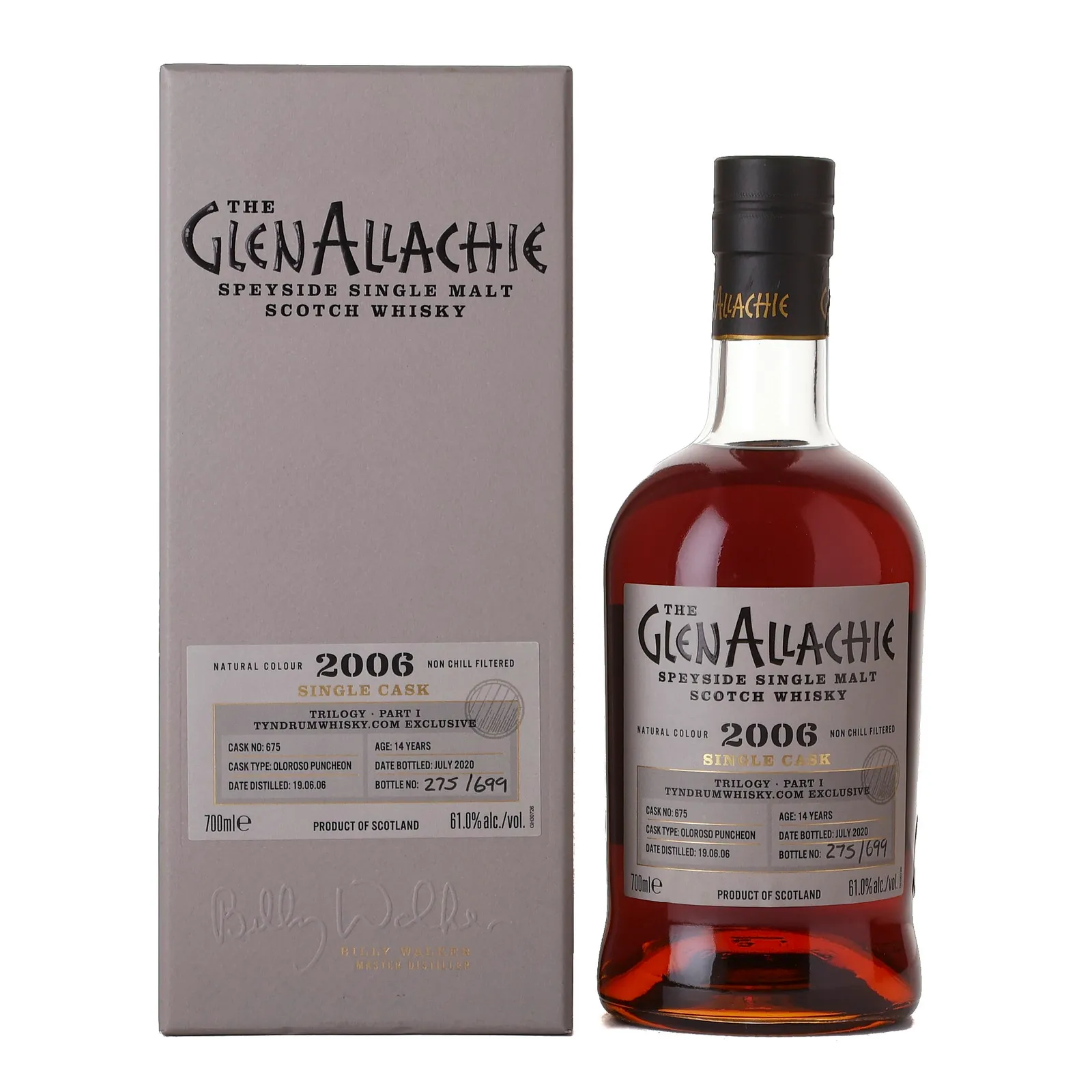 GlenAllachie Trilogy Part 1 Tyndrumwhisky.com Exclusive 14 Year Old, Sherry Cask, Cask #675, 2021, 61% whisky bottle