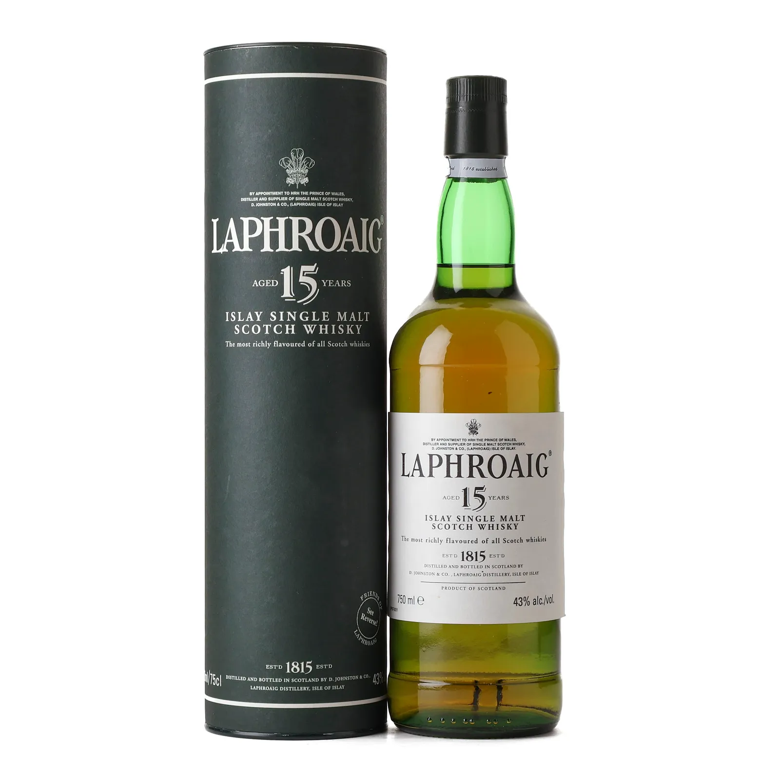 Laphroaig 15 Year Old, Bourbon Cask, 43% whisky bottle