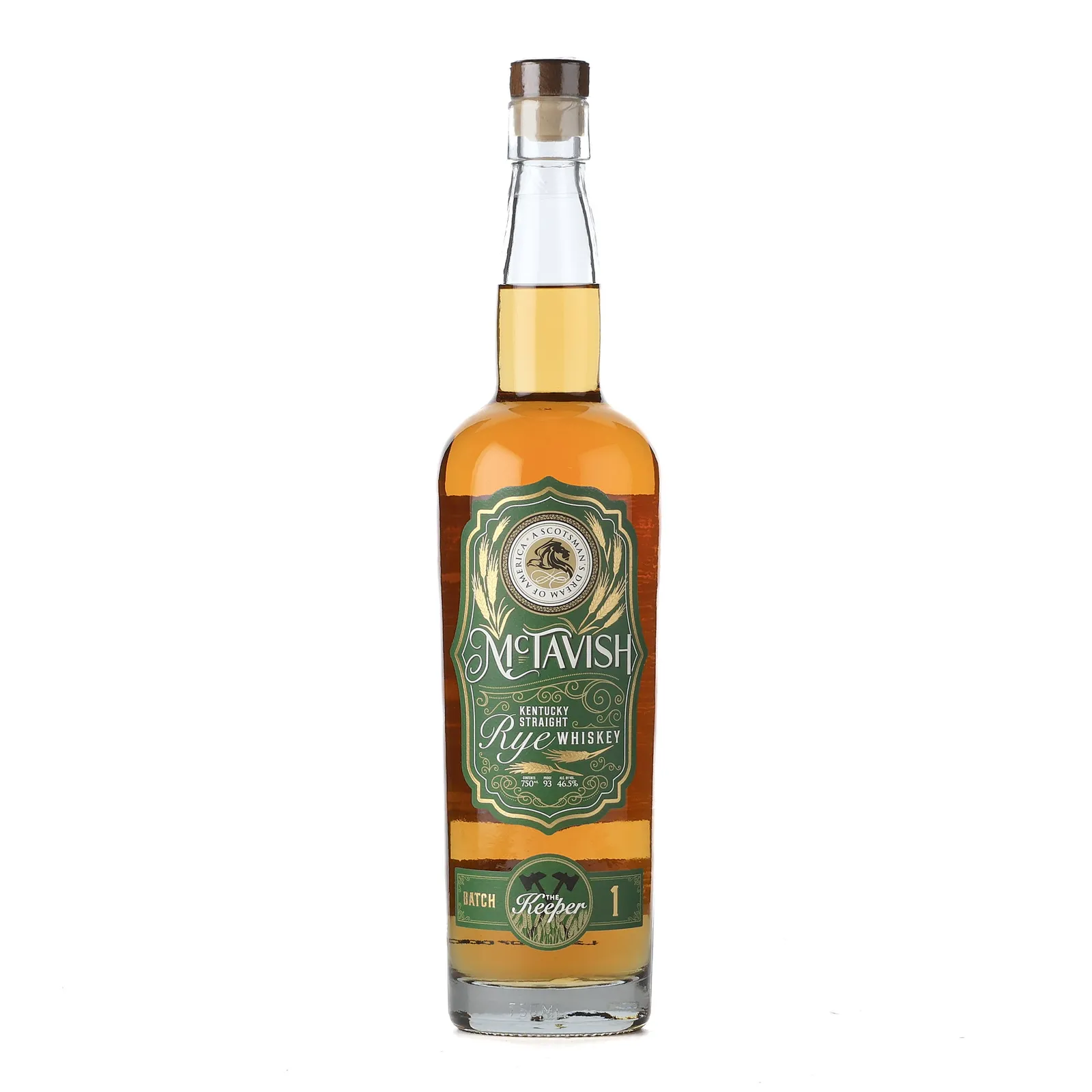 Green River McTavish The Keeper Rye 2 Year Old, Batch No. 1, McTavish Spirits, 46.5% whisky bottle