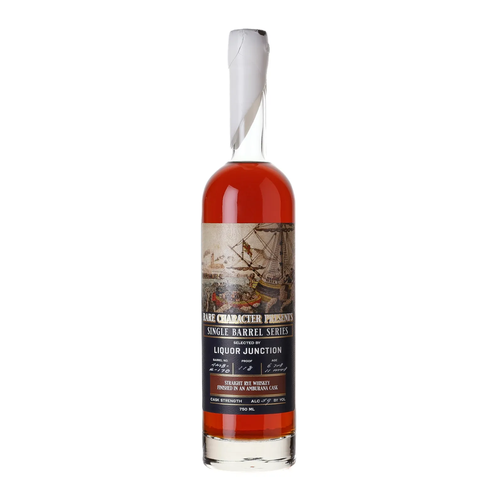 Rare Character Single Barrel Series Liquor Junction Rye 6 Year Old, Amburana Cask, Cask #AMB-R-170, 2023, 59% whisky bottle