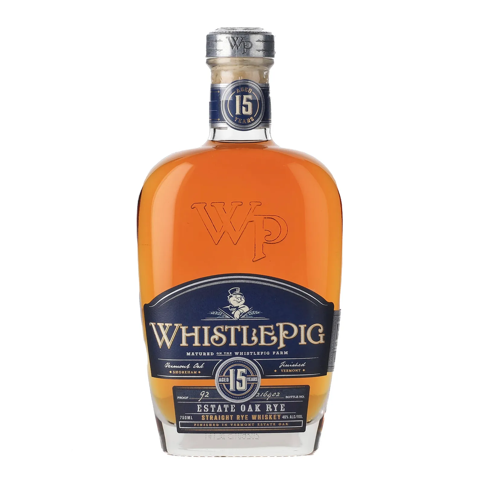 WhistlePig Estate Oak Rye 15 Year Old, Ex-Bourbon & Vermont Estate Oak Cask, 46% whisky bottle