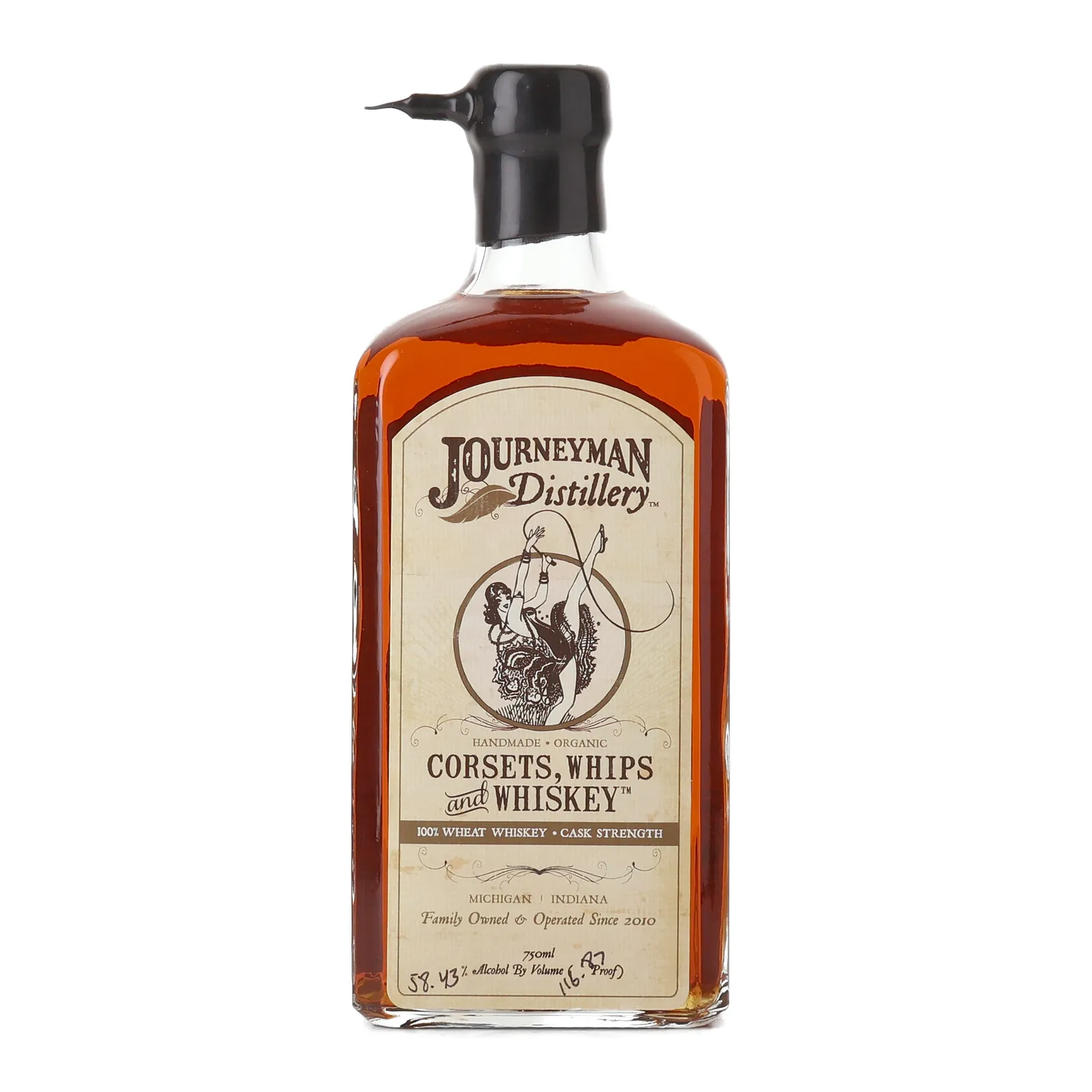 Journeyman Corsets, Whips & Whiskey, 58.43% whisky bottle