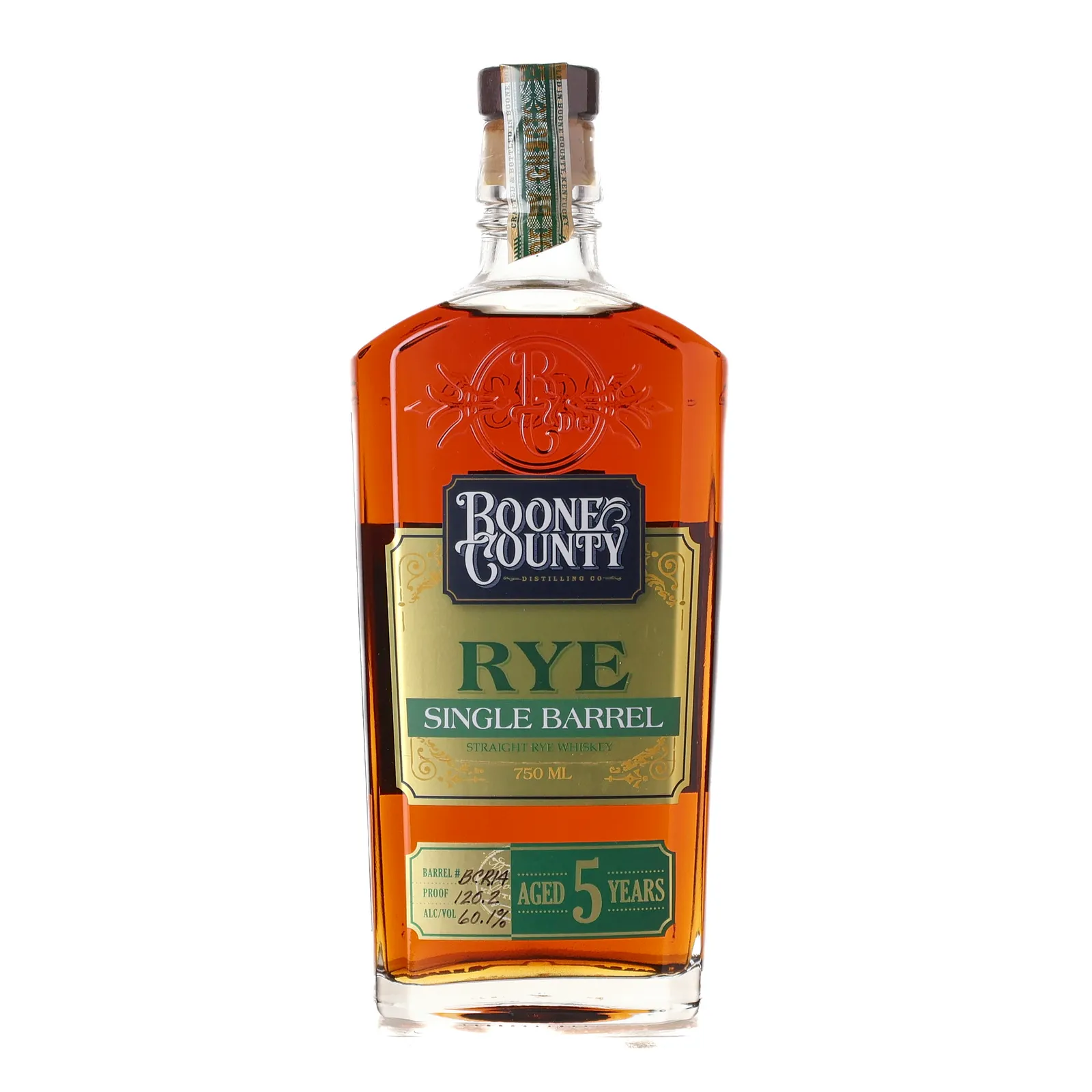 Boone County Single Barrel Rye Good Spirits Single Barrel Selection 5 Year Old, Cask #BCR14, 60.1% whisky bottle
