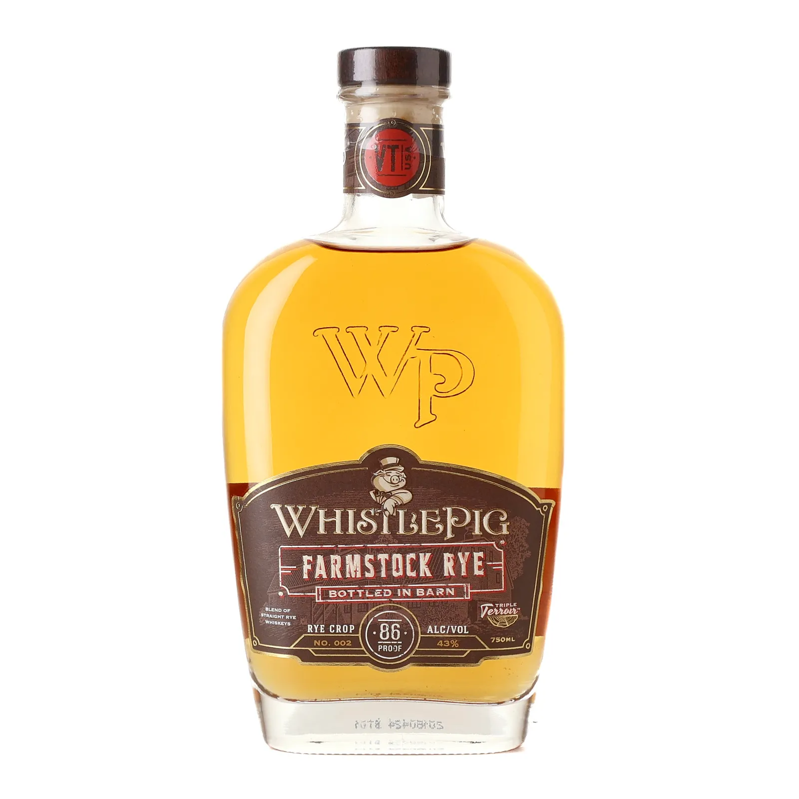 WhistlePig Farmstock Rye, Vermont White Oak Cask, Crop No. 002, 2018, 43% whisky bottle