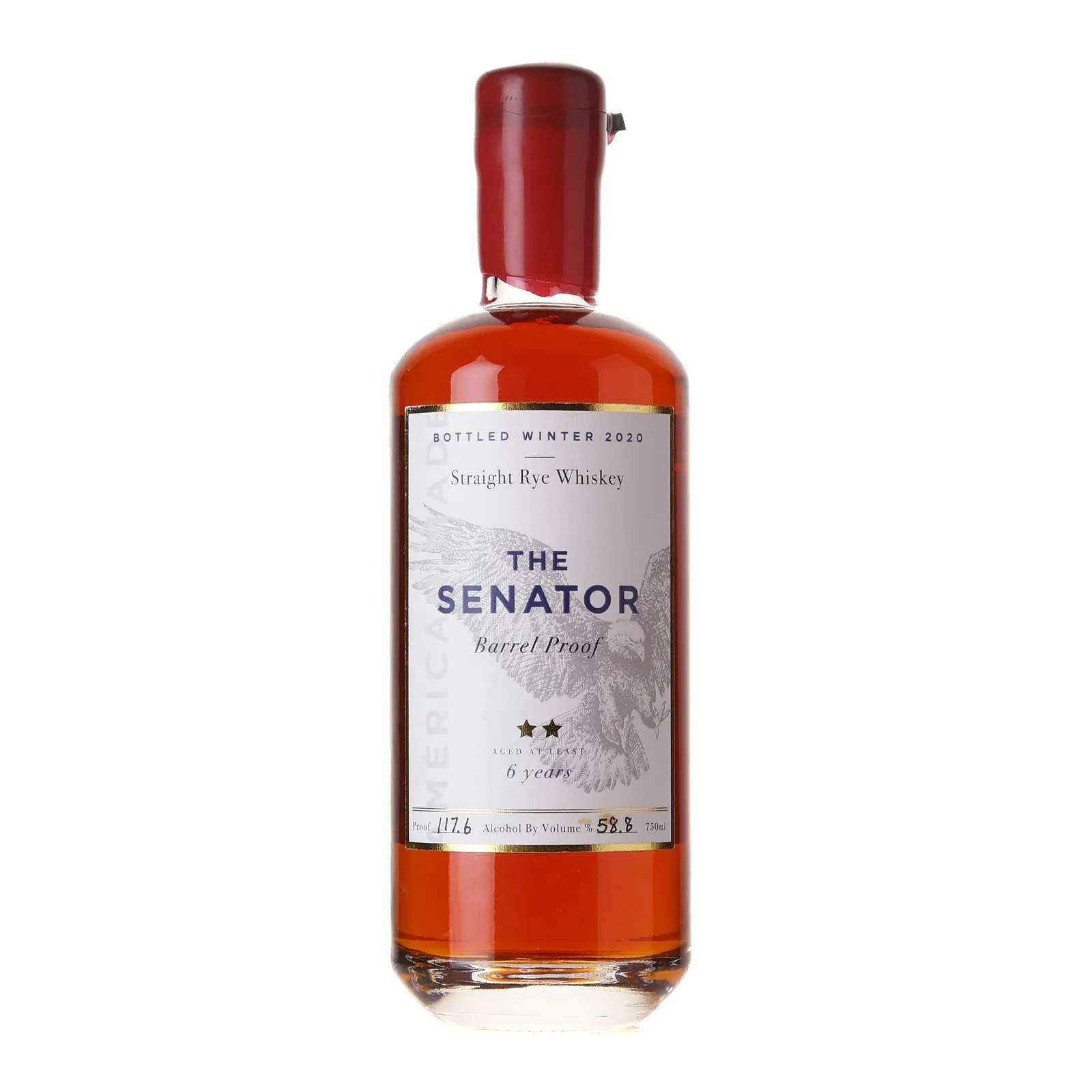Senator Barrel Proof Rye 6 Year Old, New Charred Oak Cask, 2013, Proof & Wood Ventures, 58.8% whisky bottle