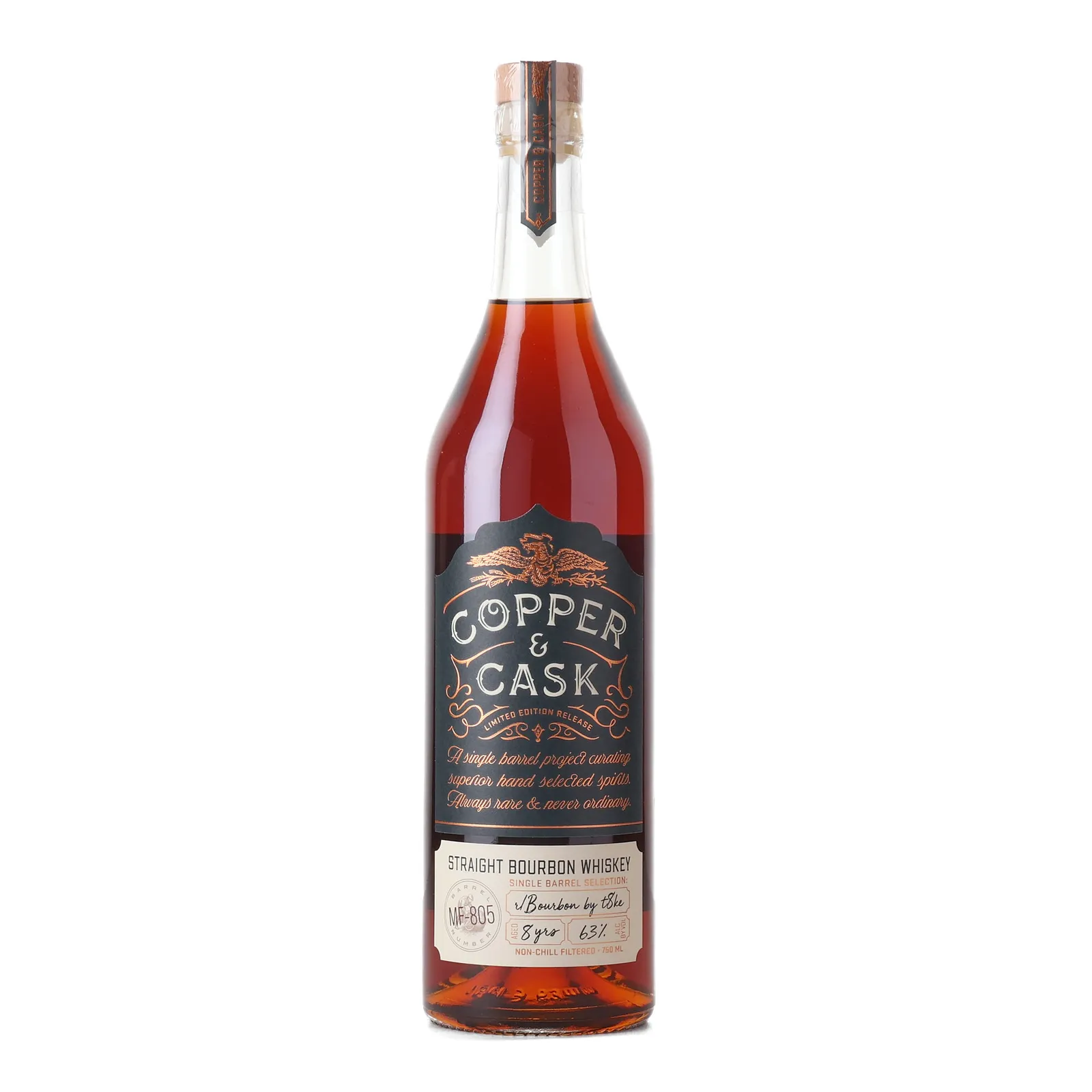 Copper & Cask Single Barrel Selection r/Bourbon by t8ke 8 Year Old, Cask #MF-805, 2015, Copper & Cask, 63% whisky bottle
