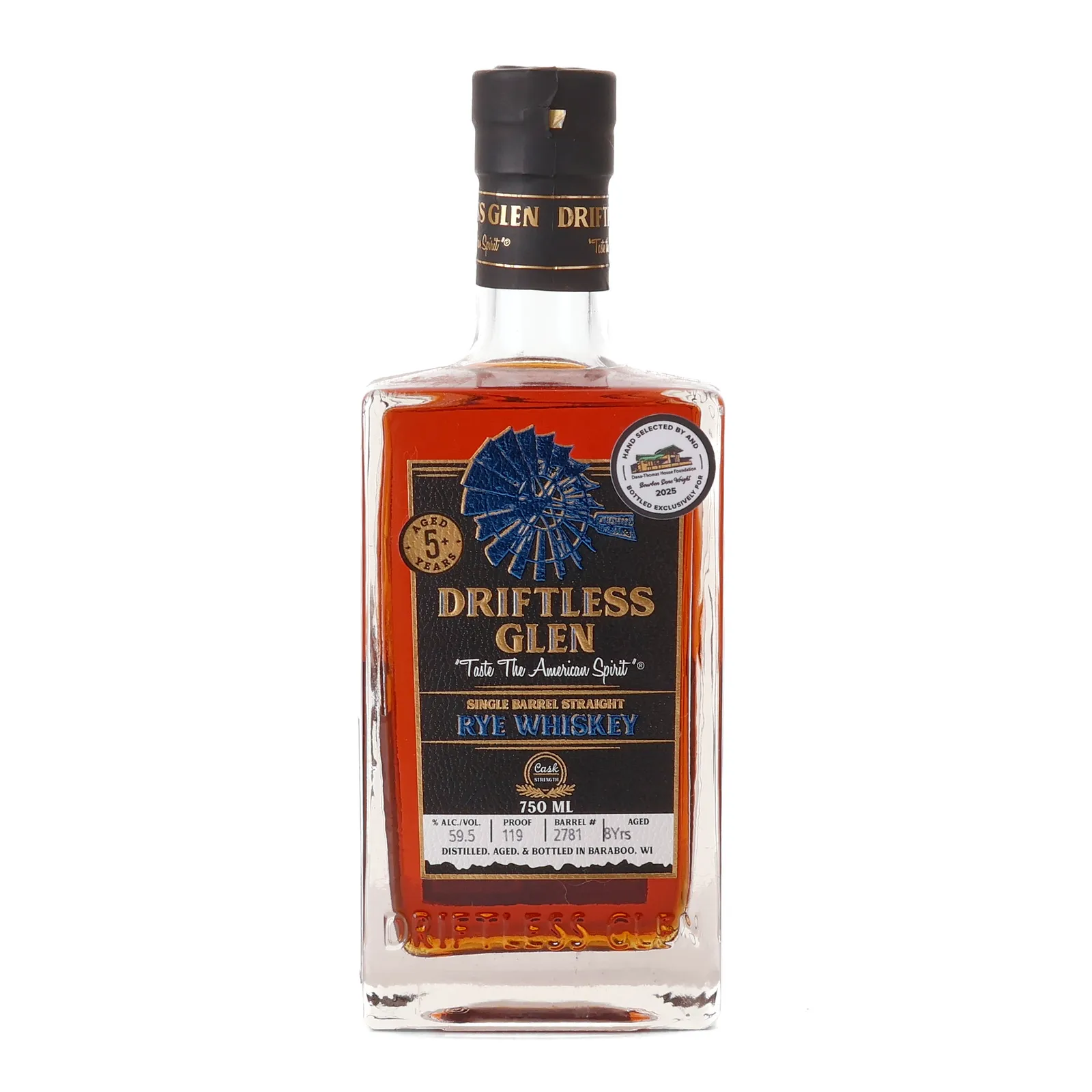 Driftless Glen Dana-Thomas House Foundation Private Barrel Selection 8 Year Old, Cask #2781, 2025, 59.5% whisky bottle