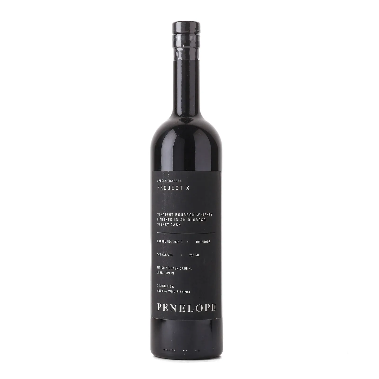 Penelope Project X Oloroso Sherry Cask Finish ABC Fine Wine & Spirits Selection, Cask #2033-2, 54% whisky bottle