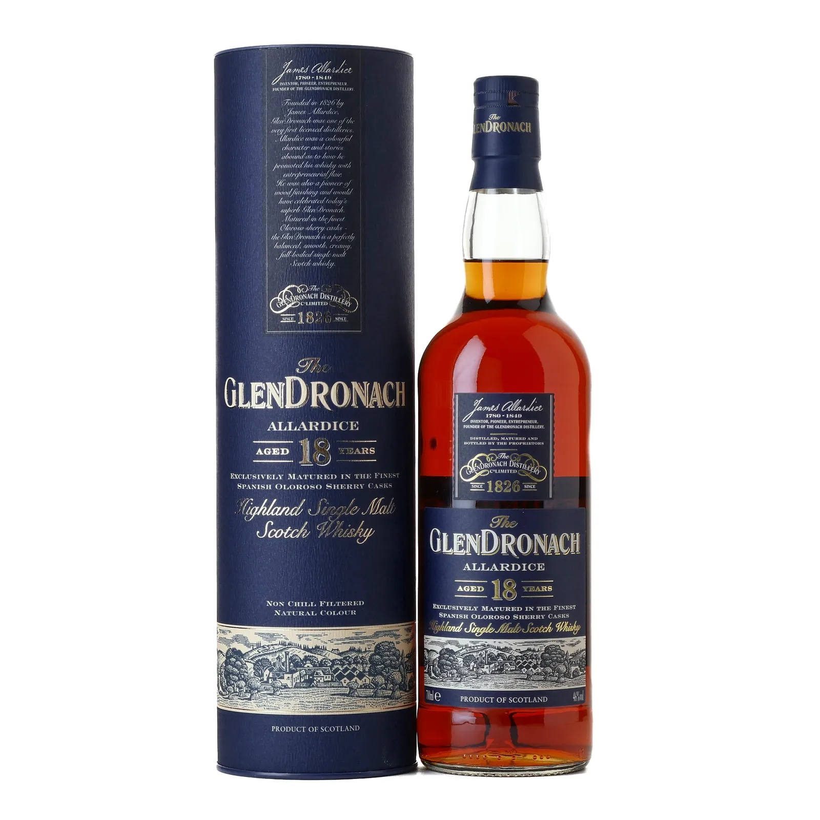 Glendronach 18 Year Old Allardice 2016 Release, Oloroso Sherry, Pedro Ximénez Sherry Cask, 2016, 46% whisky bottle