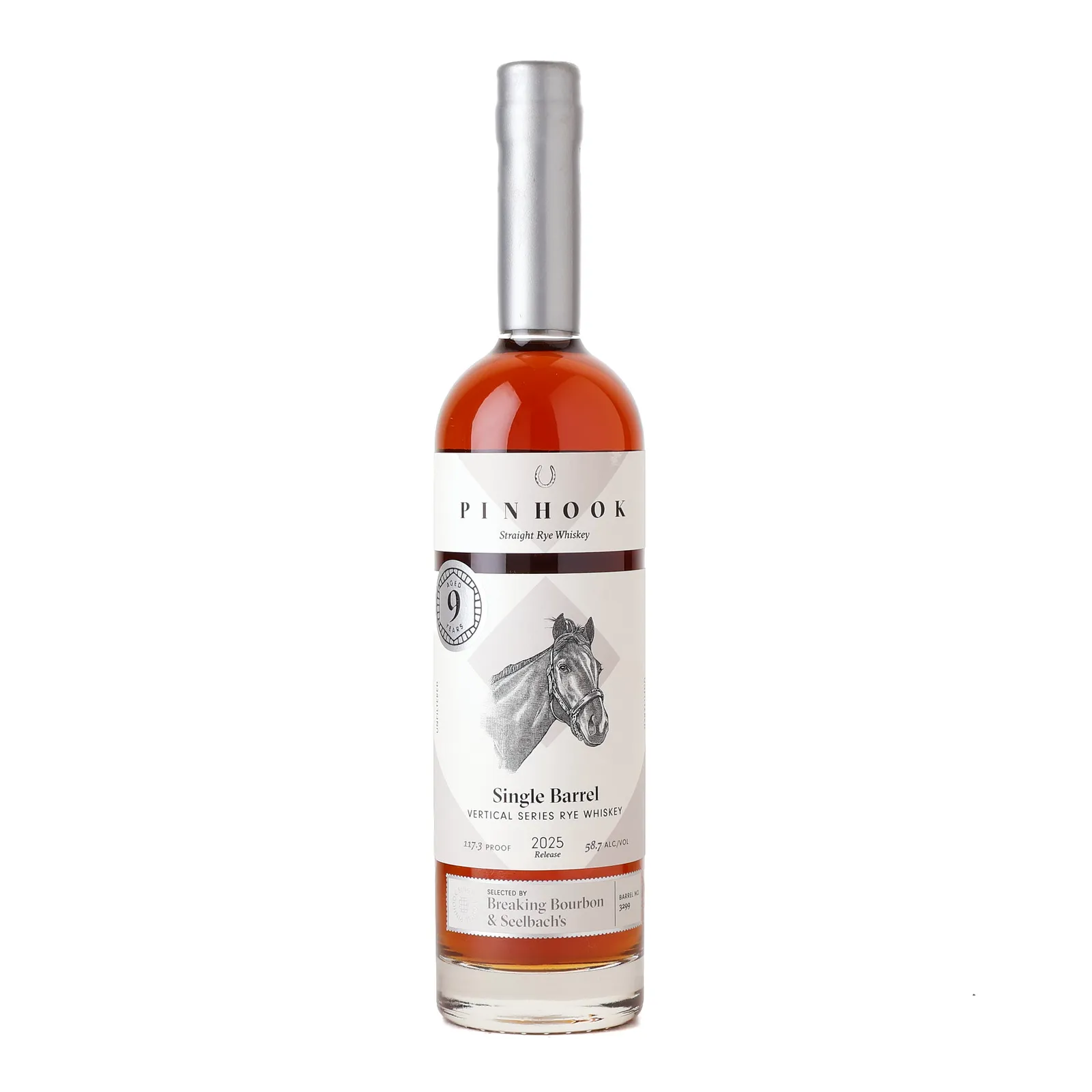 Pinhook Vertical Series Rye Single Barrel Selected by Breaking Bourbon & Seelbach's 9 Year Old, Cask #3299, 2025, 58.7% whisky bottle