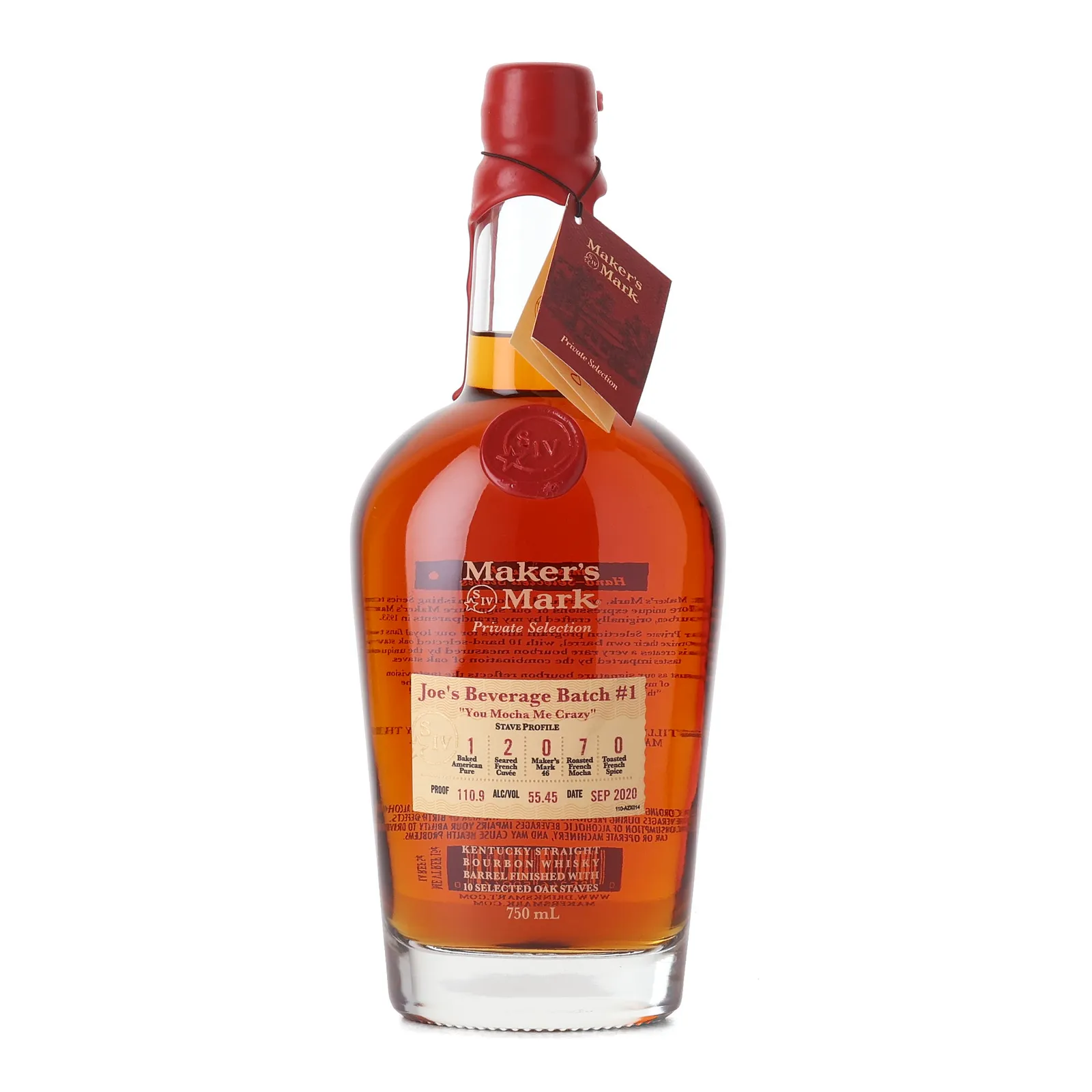 Maker's Mark Private Selection Joe's Beverage 'You Mocha Me Crazy', Batch No. 1, 2020, 55.45% whisky bottle