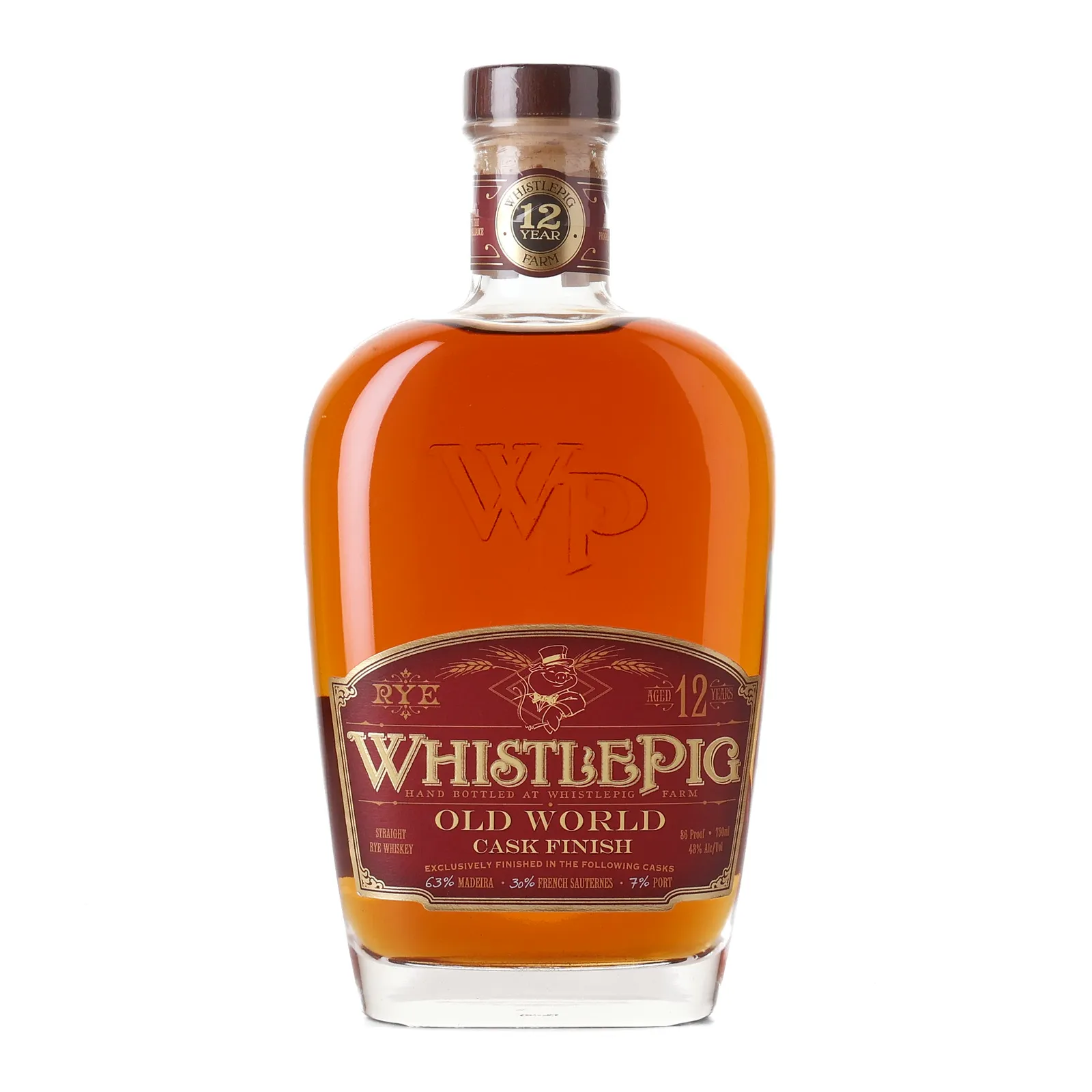 WhistlePig Old World Cask Finish 12 Year Old, Madeira, Sauternes & Port Cask, 43% whisky bottle