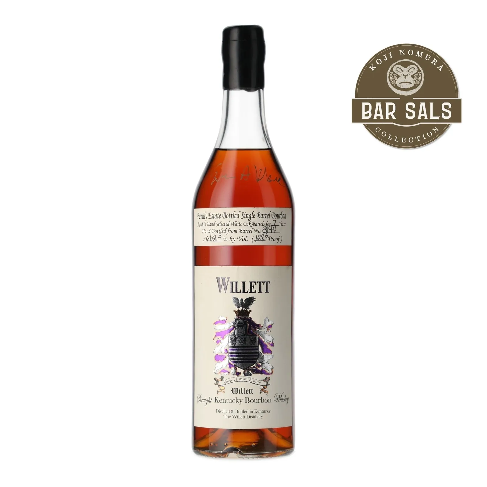 Willett Family Estate Single Barrel Bourbon 7 Year Old, White Oak Cask, Cask #8194, 62.3% whisky bottle