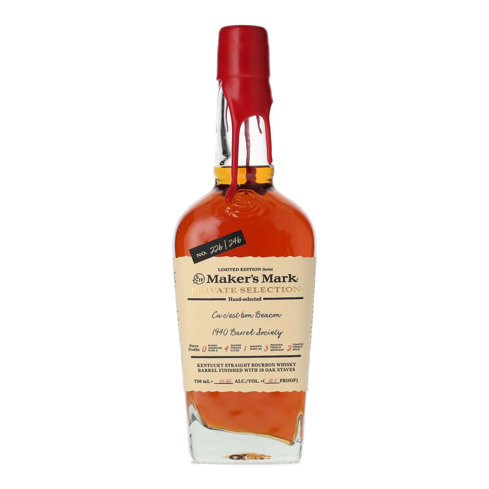 Maker's Mark Private Selection 'Ca C'est Bon Beacon' 1940 Barrel Society, Oak Cask, 55.85% whisky bottle