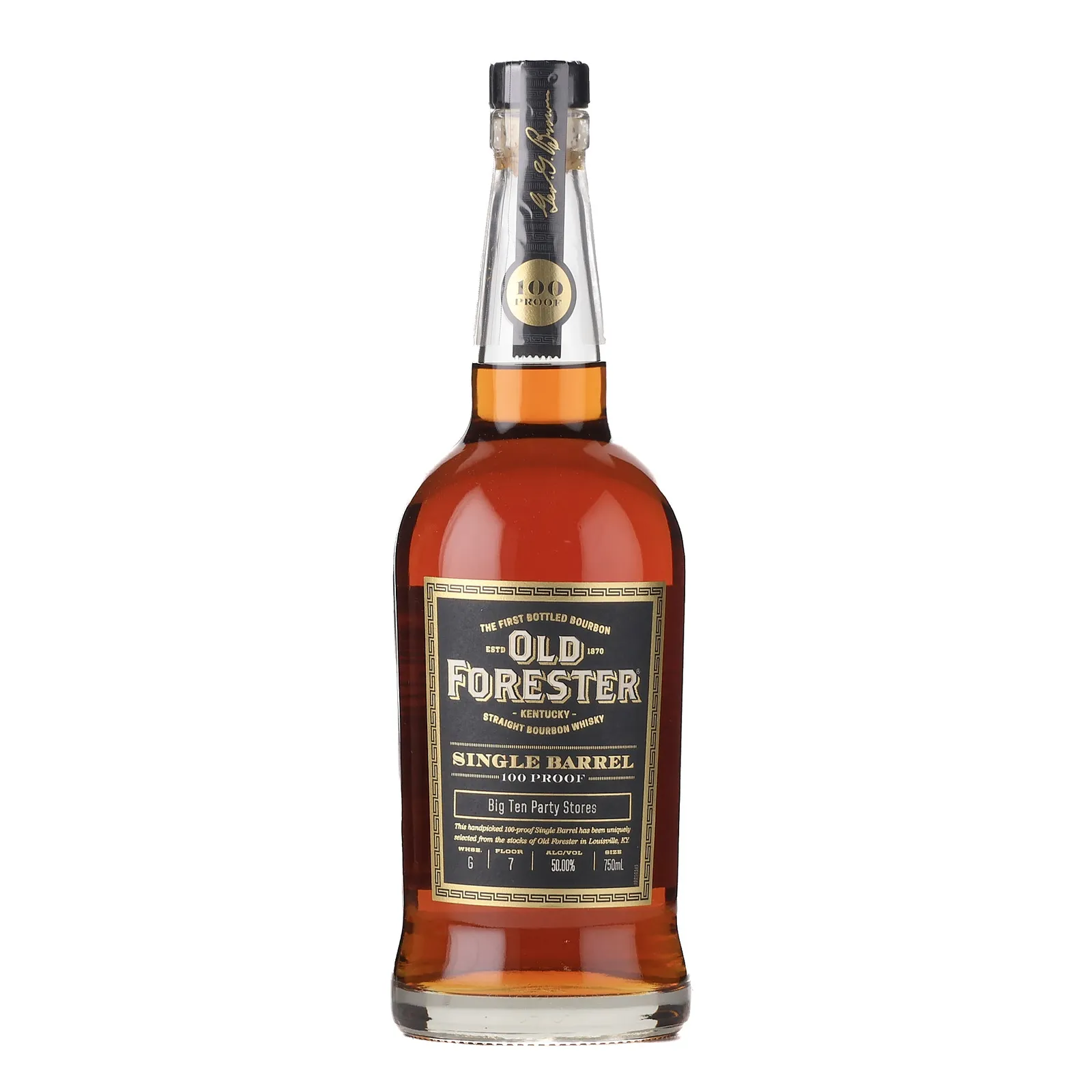 Old Forester Single Barrel 100 Proof Big Ten Party Stores Selection, 50% whisky bottle