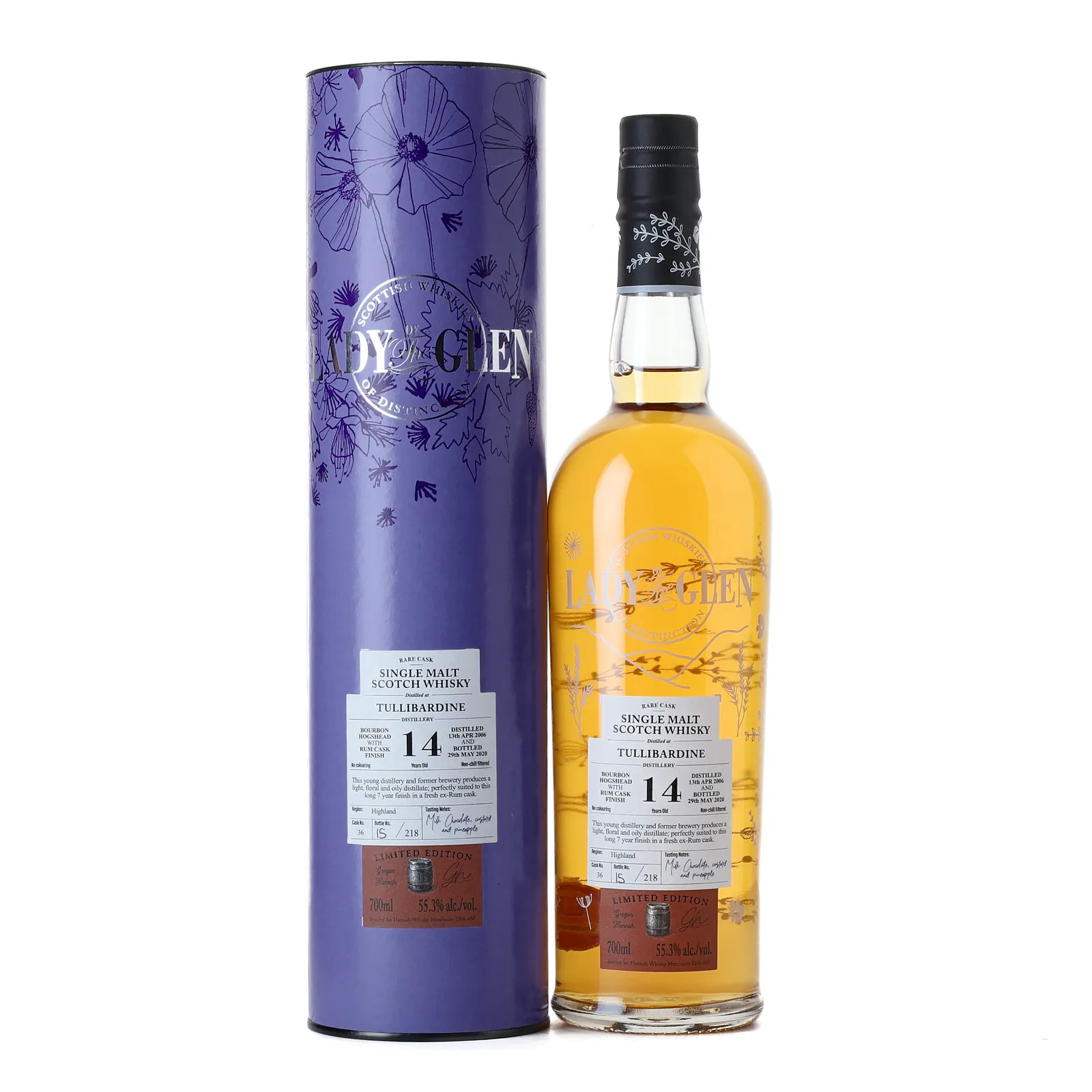 Tullibardine Lady of the Glen 14 Year Old, Bourbon Cask, Cask #900001, 2006, Lady of the Glen, 55.3% whisky bottle