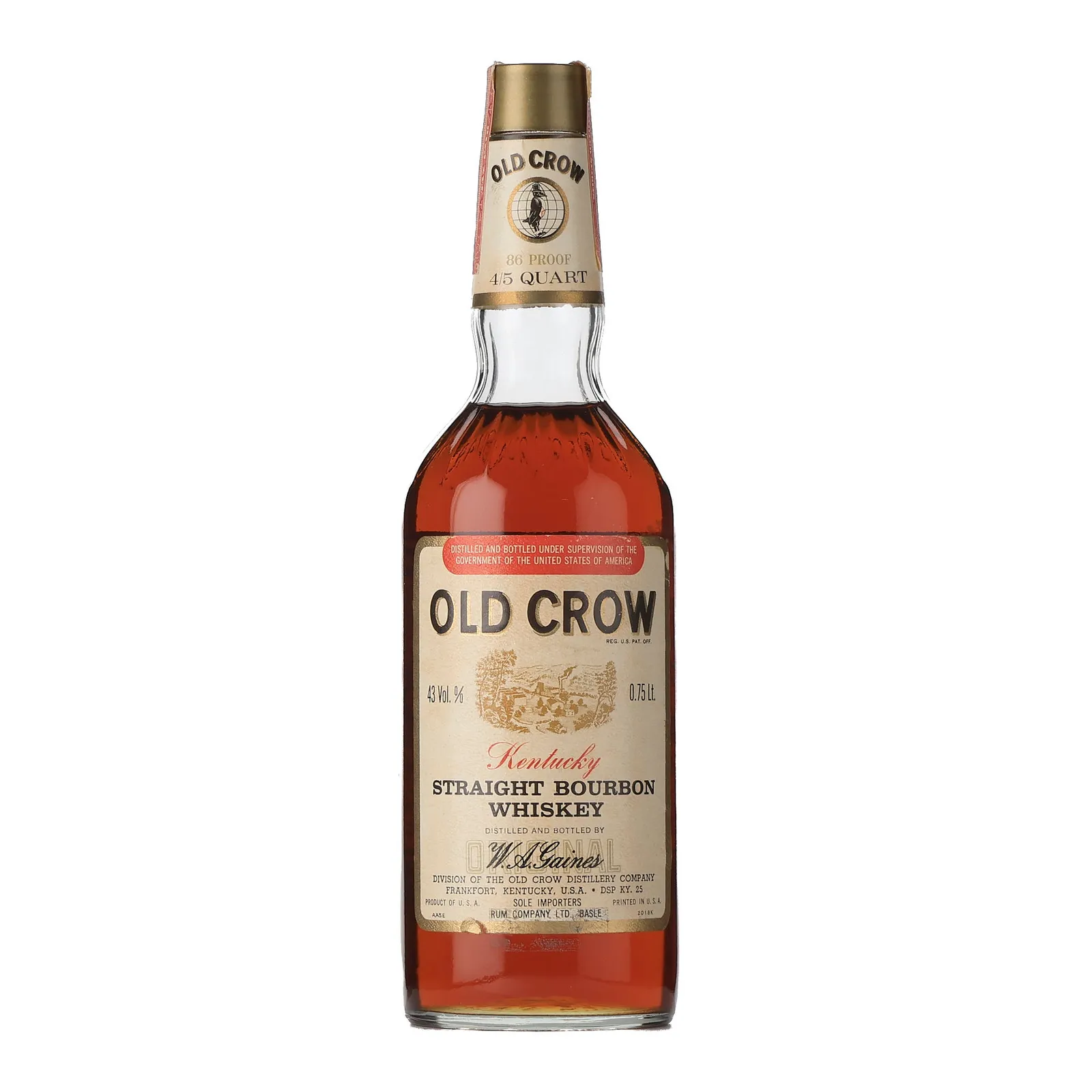 Old Crow Kentucky Straight Bourbon Whiskey, 43% whisky bottle