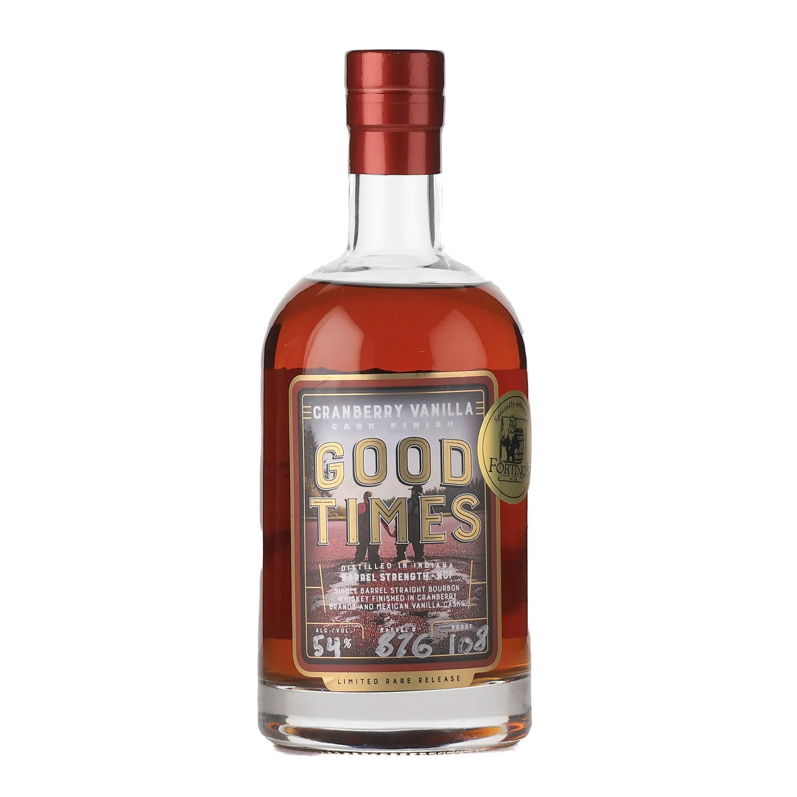 Good Times Cranberry Vanilla Cask Finish Fortino's Private Barrel Selection, Cranberry Brandy & Mexican Vanilla Cask, Cask #676, Coxs Creek Distilling Co., 54% whisky bottle