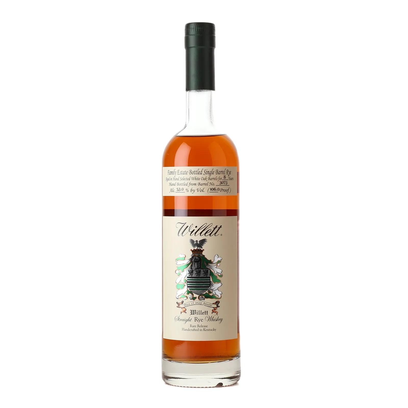 Willett Family Estate Grand Funk Rye-IRoad 8 Year Old, White Oak Cask, Cask #3073, 53% whisky bottle