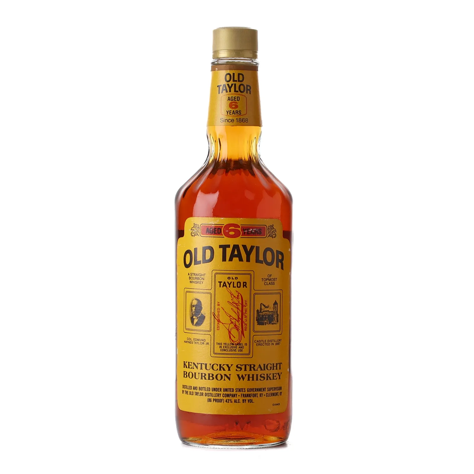 Old Taylor 6 Year Old, 43% whisky bottle