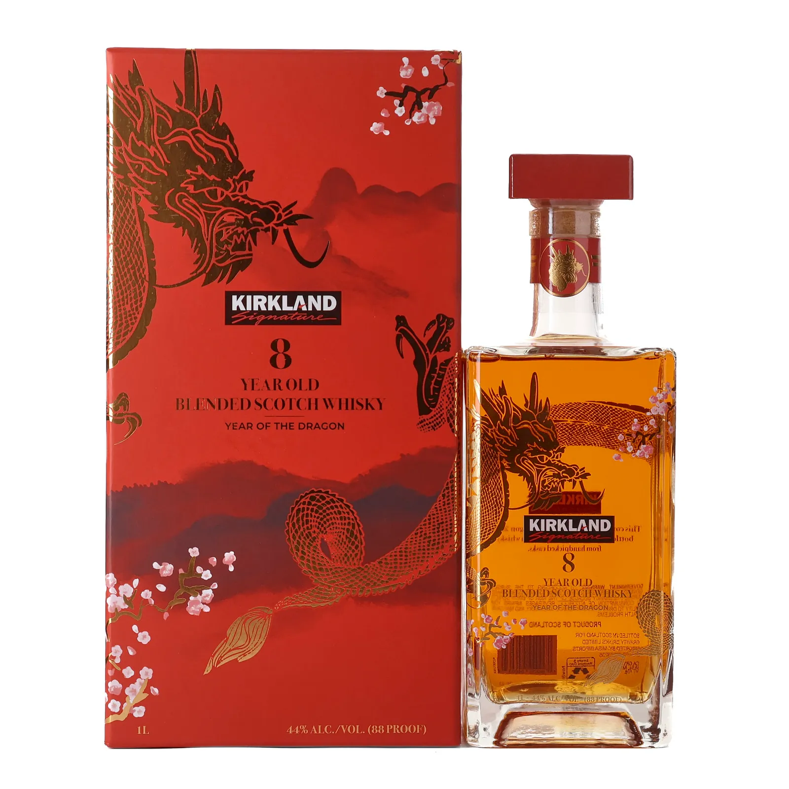 Kirkland Signature 8 Year Old Blended Scotch Whisky, Year of the Dragon, 44% whisky bottle