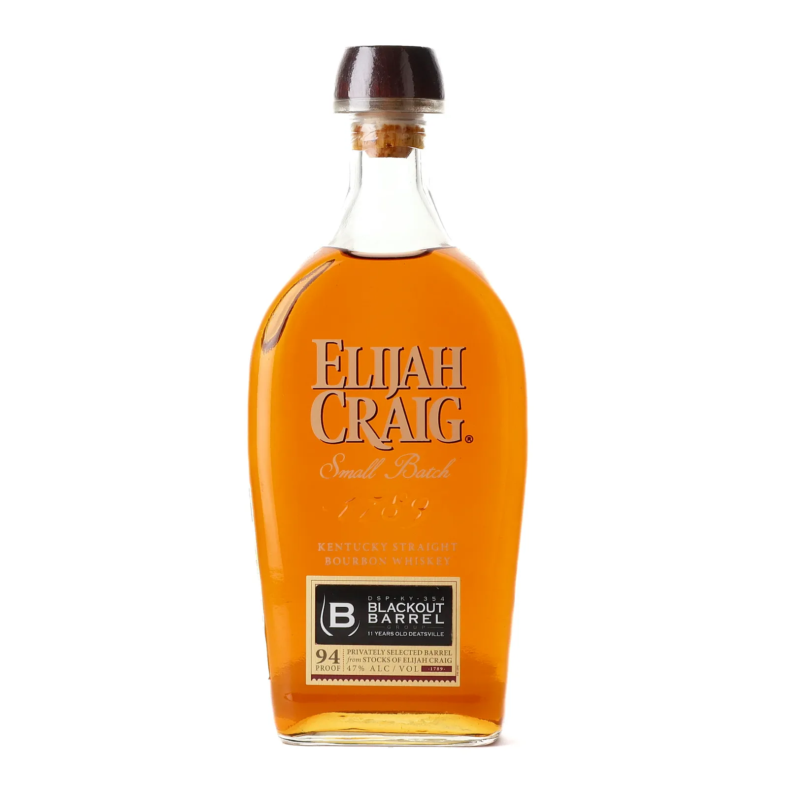 Elijah Craig Blackout Barrel Private Barrel Selection 11 Year Old, New Charred Oak Cask, Blackout Barrel Group, 47% whisky bottle
