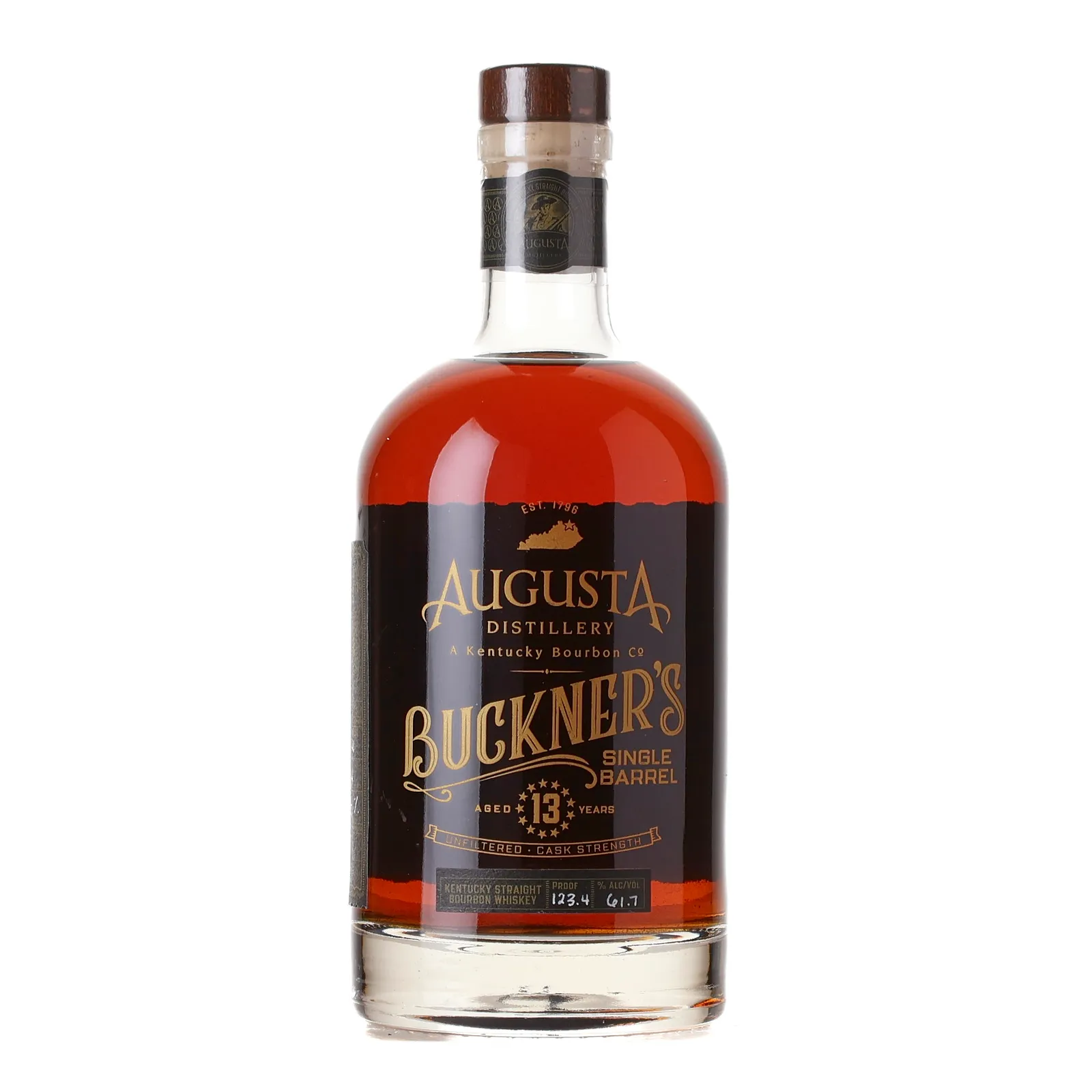 Augusta Distillery Buckner's Single Barrel Cask Strength 13 Year Old, New Charred Oak Cask, Cask #90, 61.7% whisky bottle