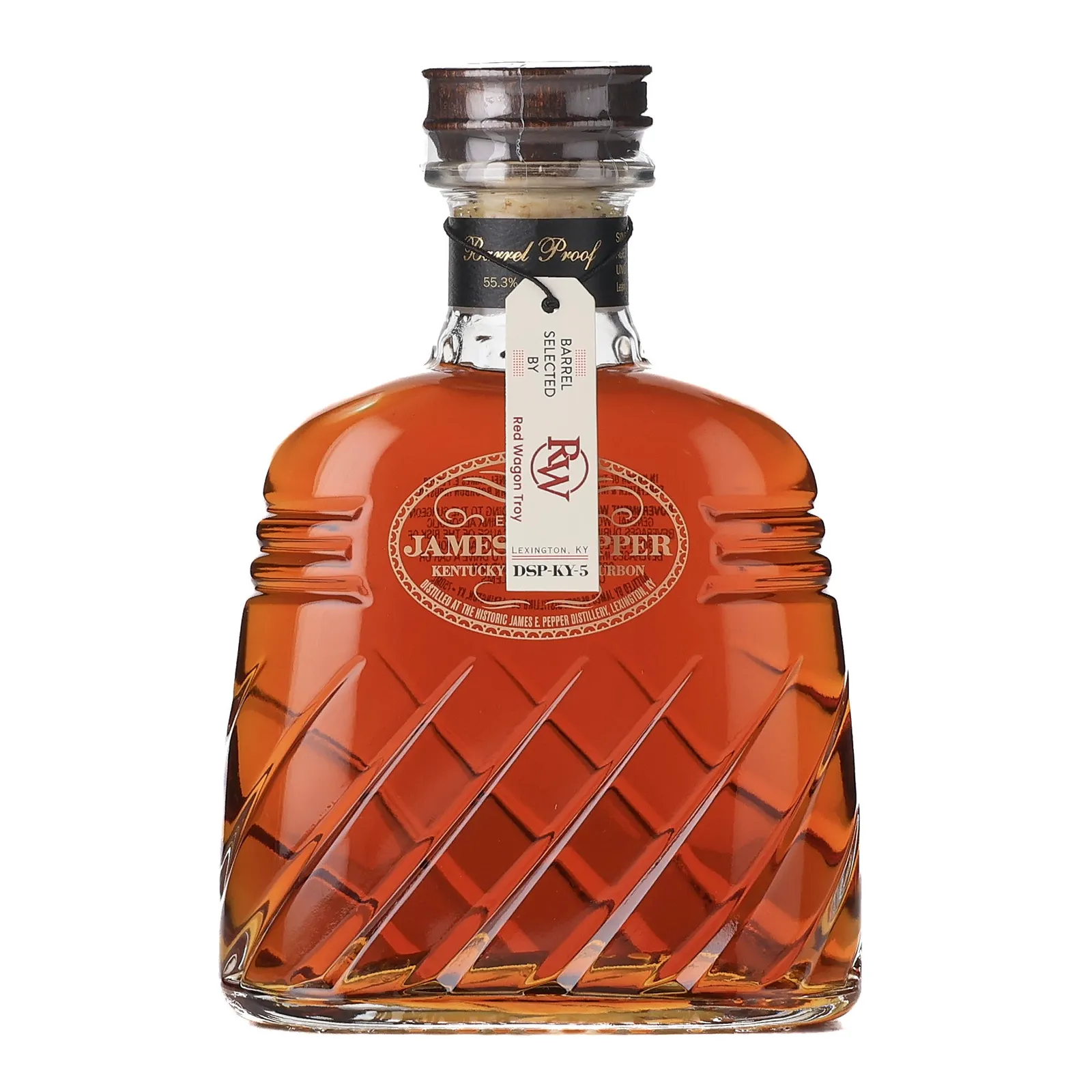 James E. Pepper Barrel Proof Bourbon 5 Year Old, Cask #20-399, Red Wagon Troy, 55.3% whisky bottle