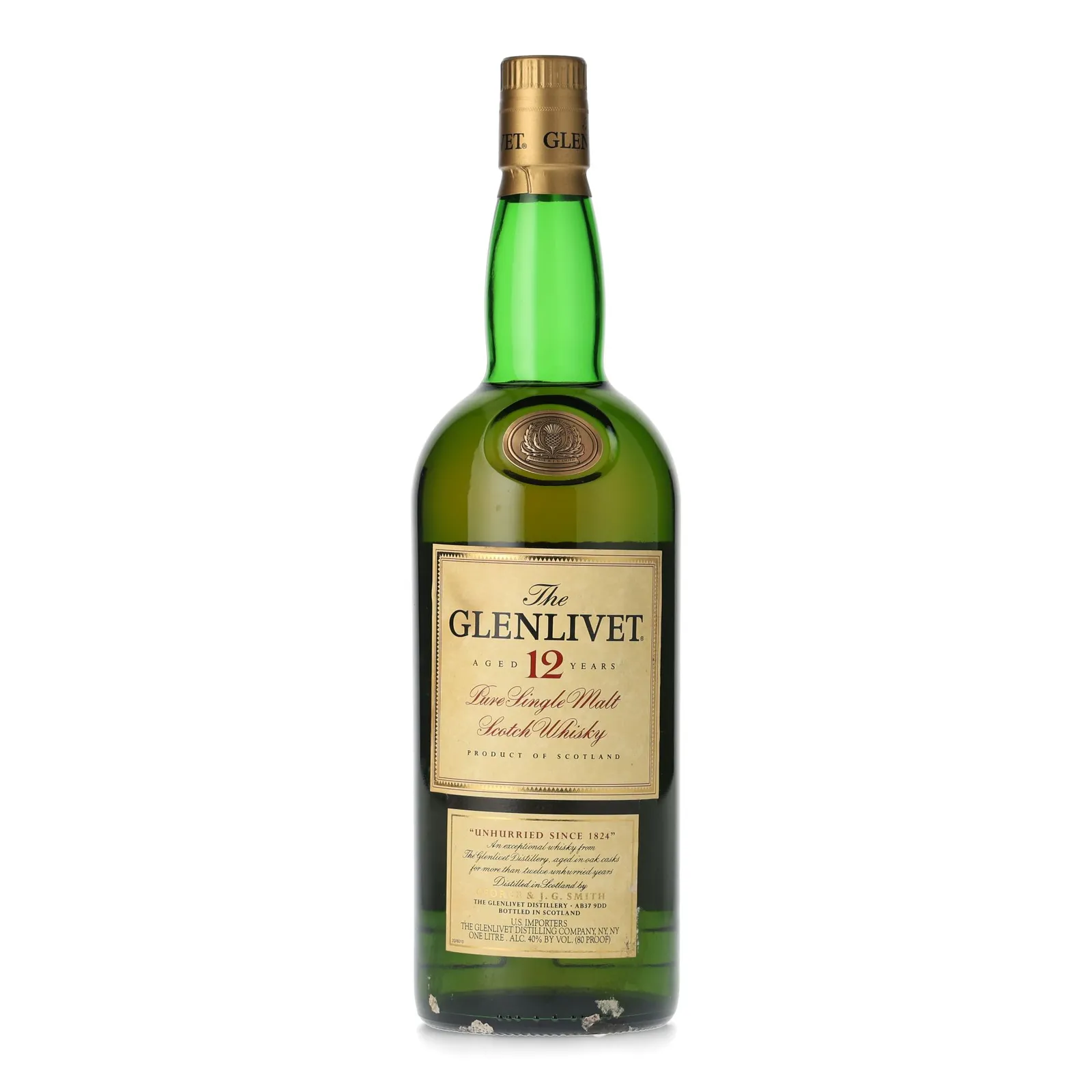Glenlivet 12 Year Old, Bottled in the 1990s, 40% whisky bottle