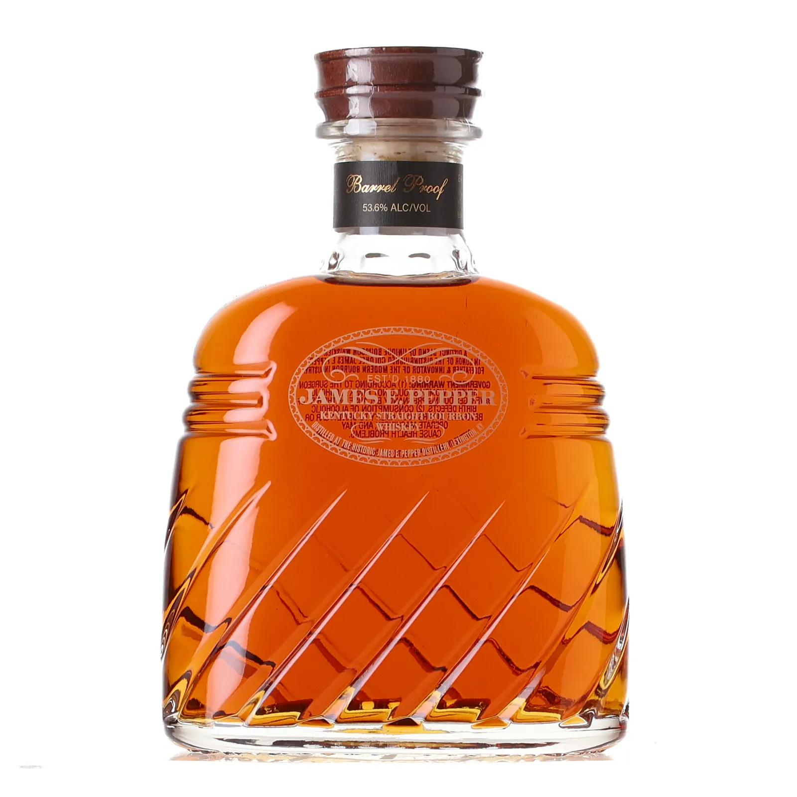 James E. Pepper Barrel Proof Bourbon, Batch No. 0025, 53.6% whisky bottle