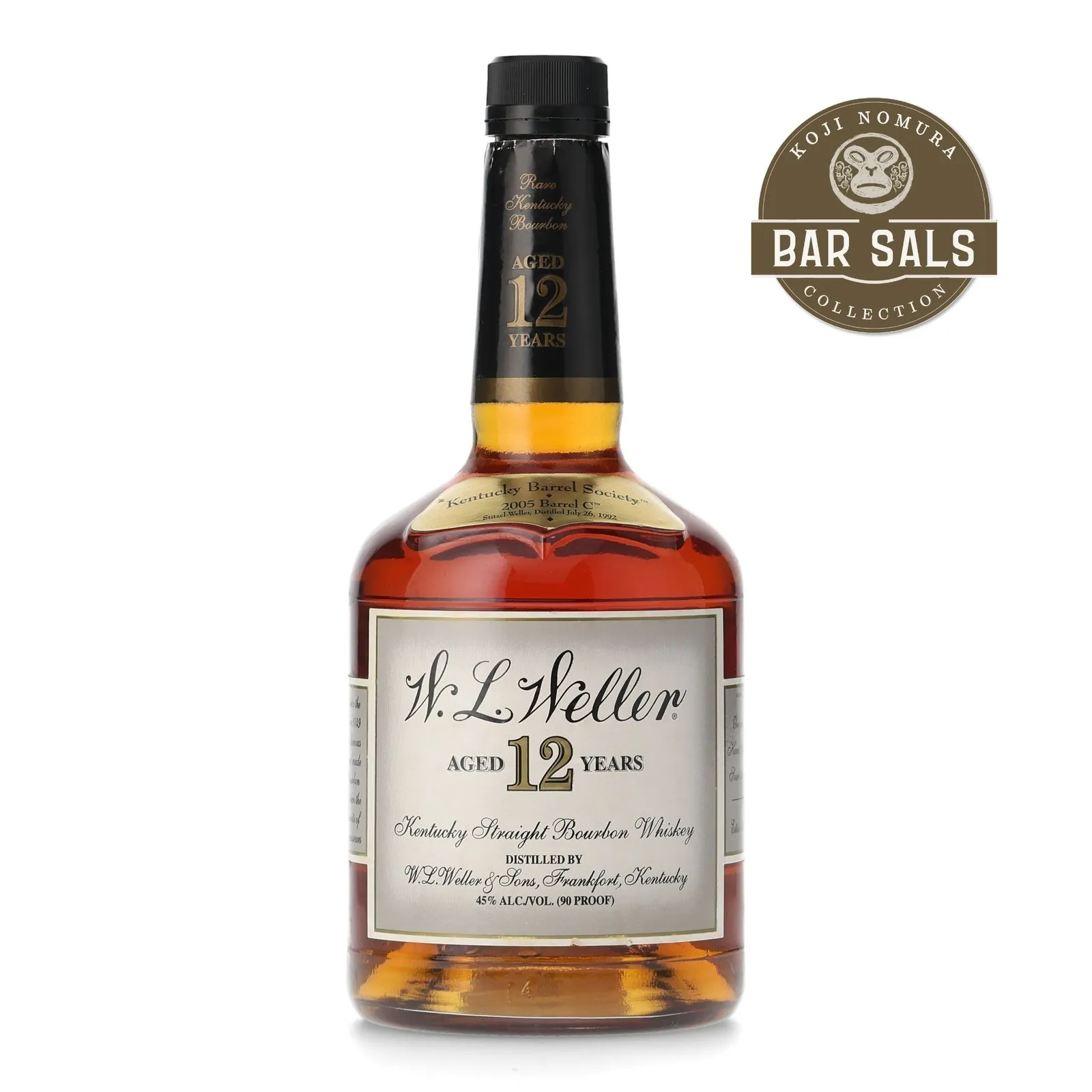 W.L. Weller 12 Year Old, 1992, Kentucky Barrel Society, 45% whisky bottle