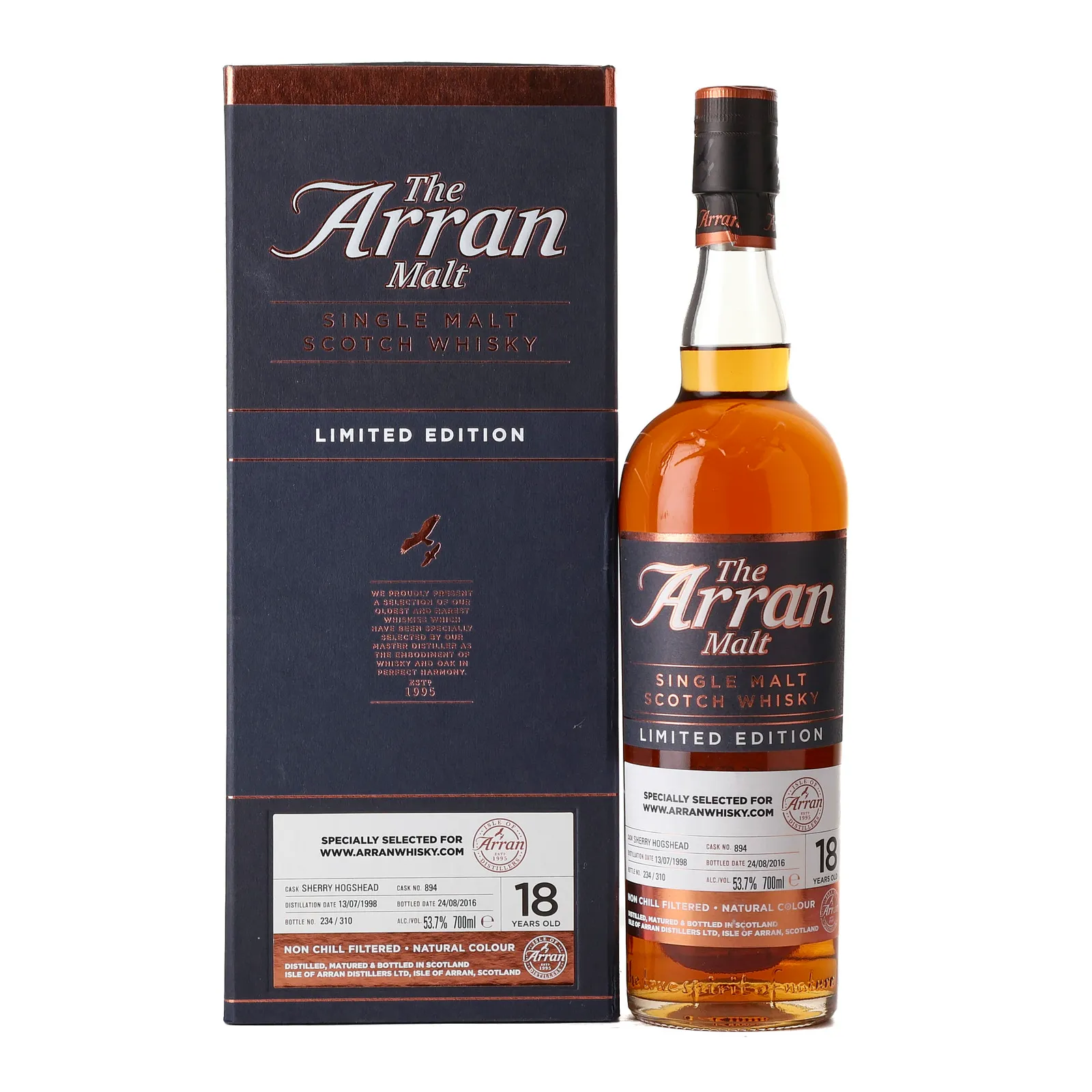 Arran Limited Edition 18 Year Old, Sherry Cask, Cask #894, 2016, 53.7% whisky bottle