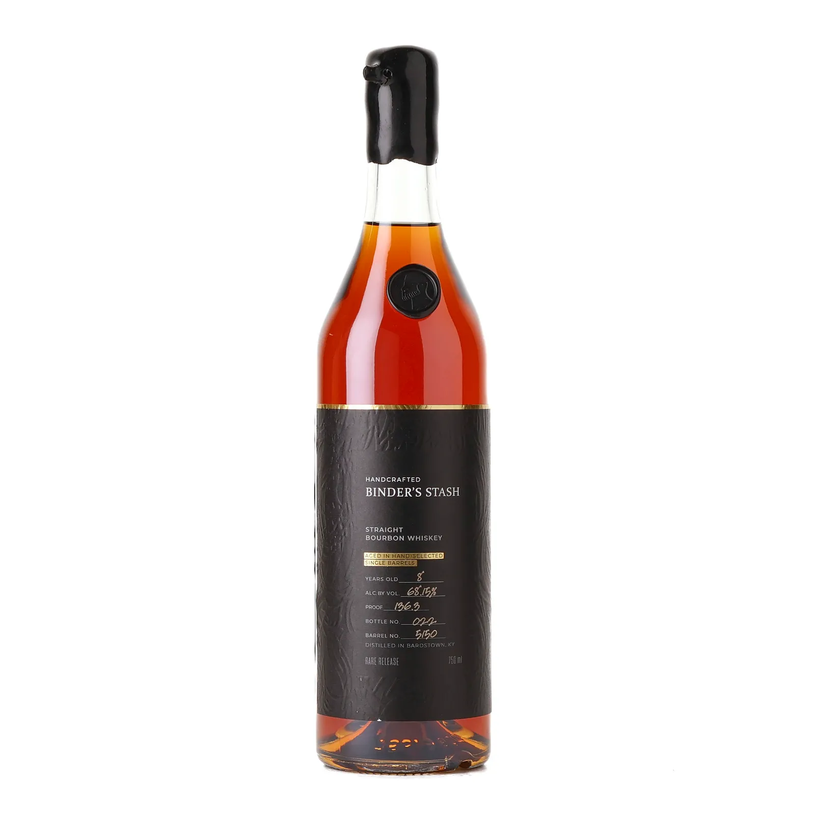 Binder's Stash Invisible Swordsman Private Barrel Selection 8 Year Old, New Charred Oak Cask, Cask #5150, Old Louisville Spirits, 68.2% whisky bottle